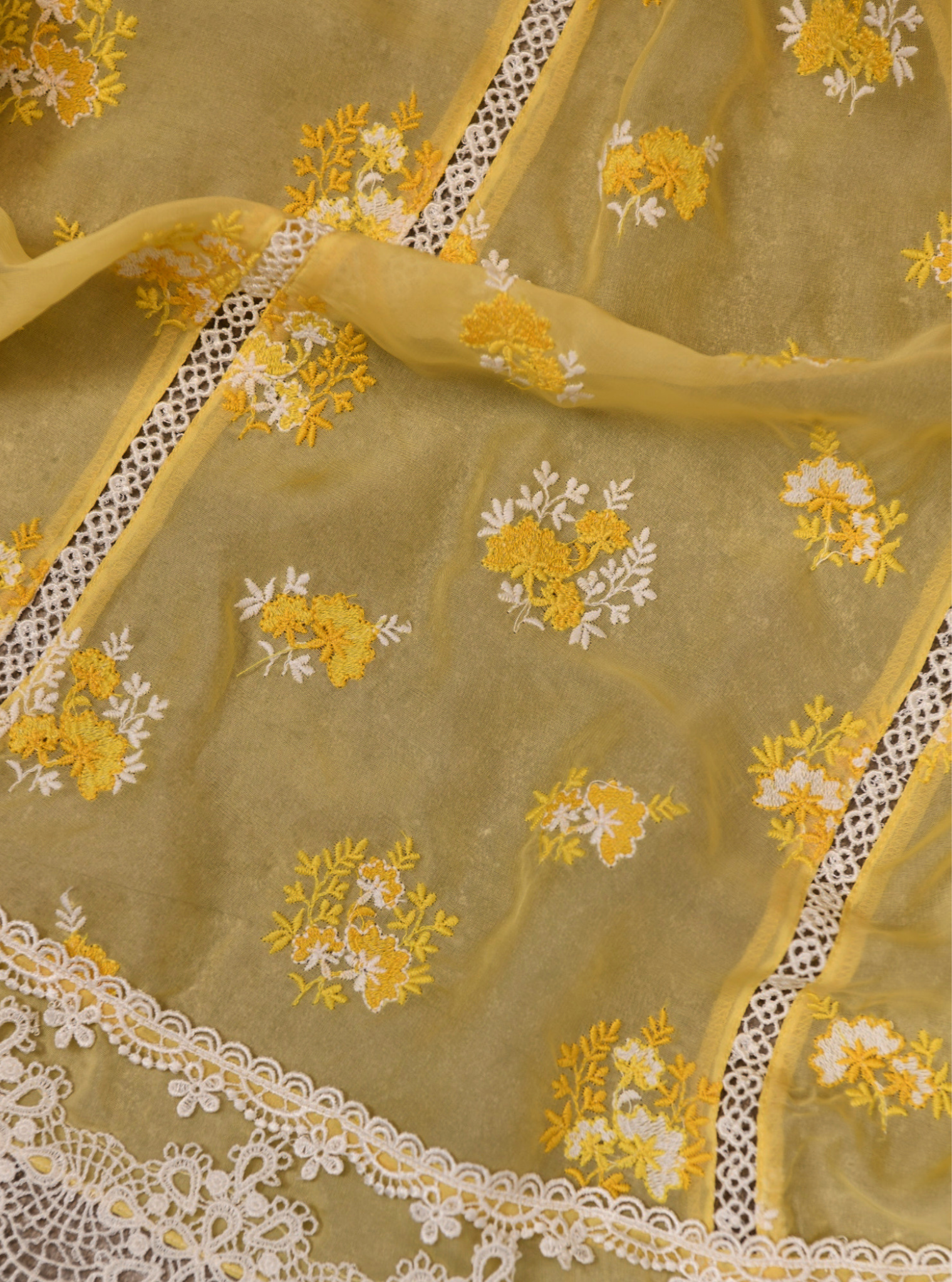 Stirling Organza Yellow Anarkali Kurta Set