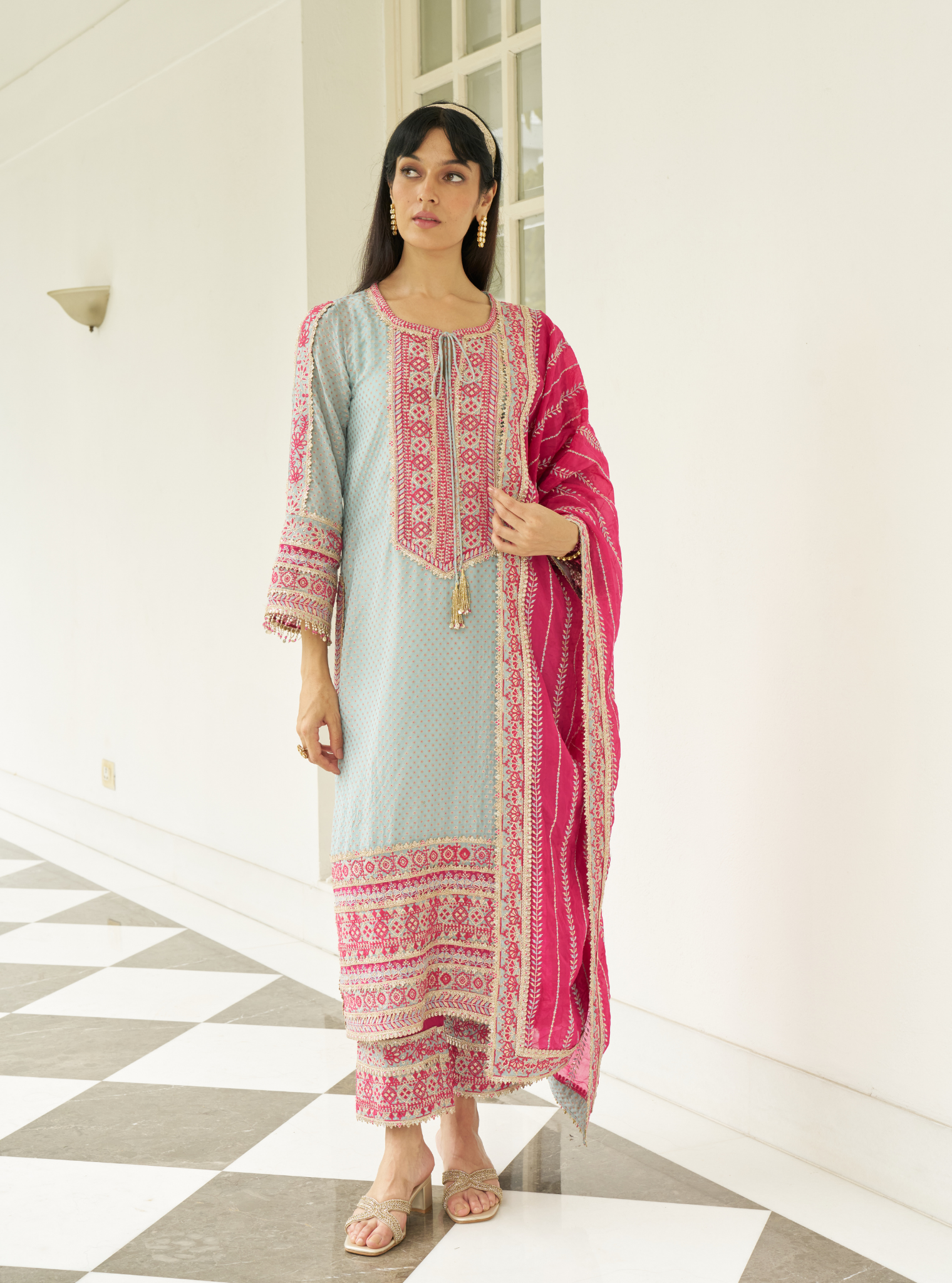 Kripa Blue Banarsi Kurta Set