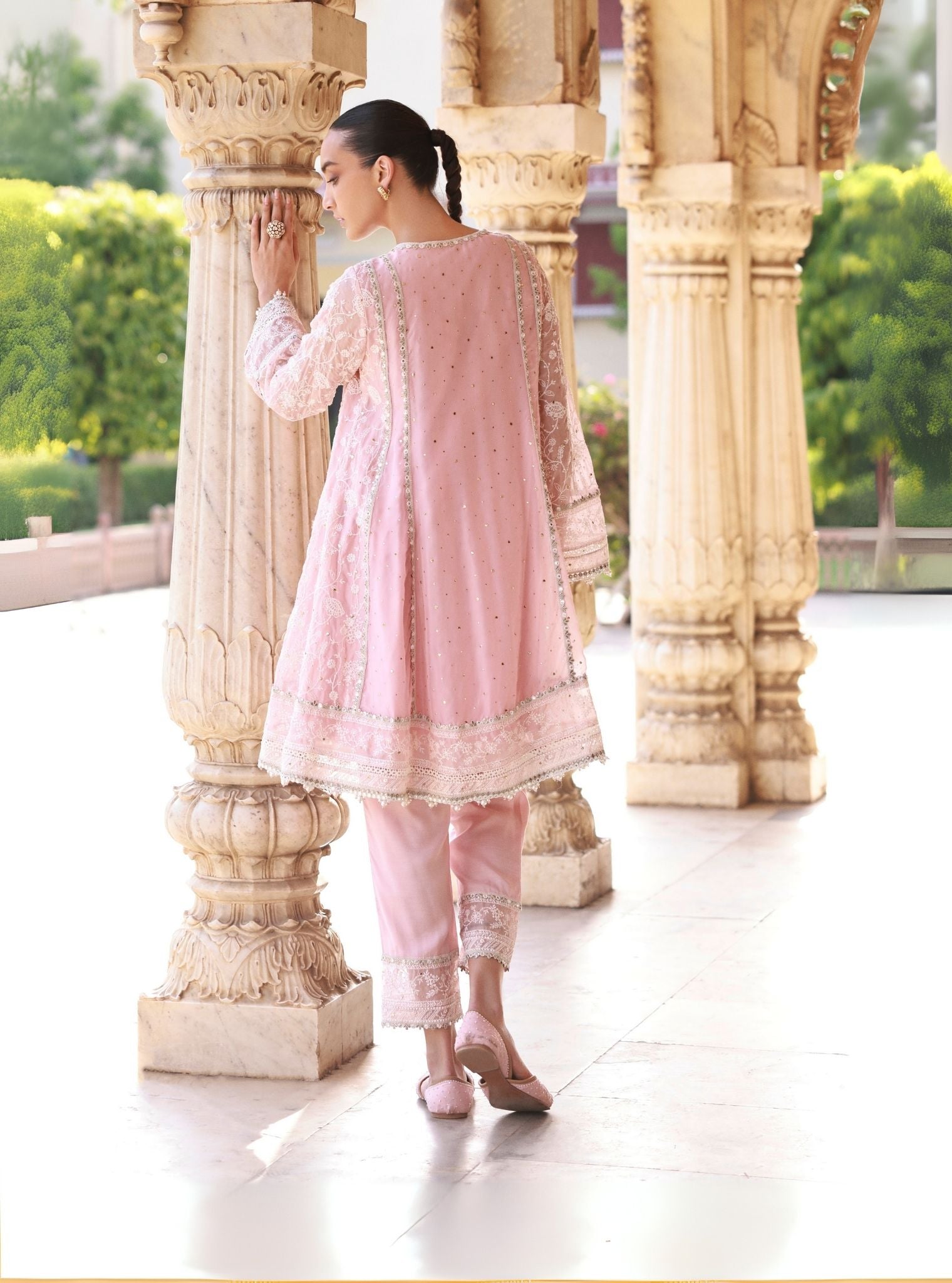 Anmika Organza Pink Kurta Set