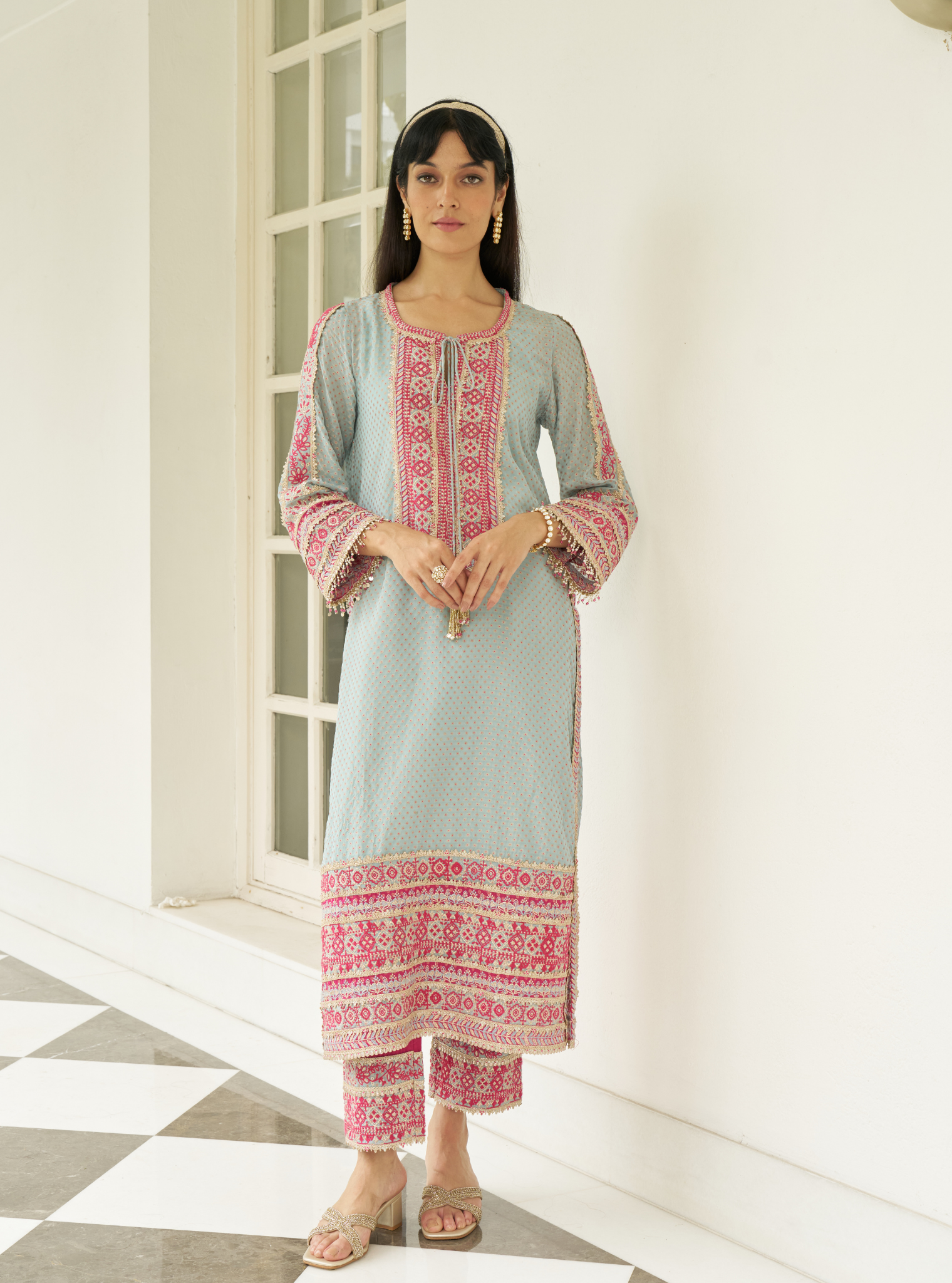 Kripa Blue Banarsi Kurta Set