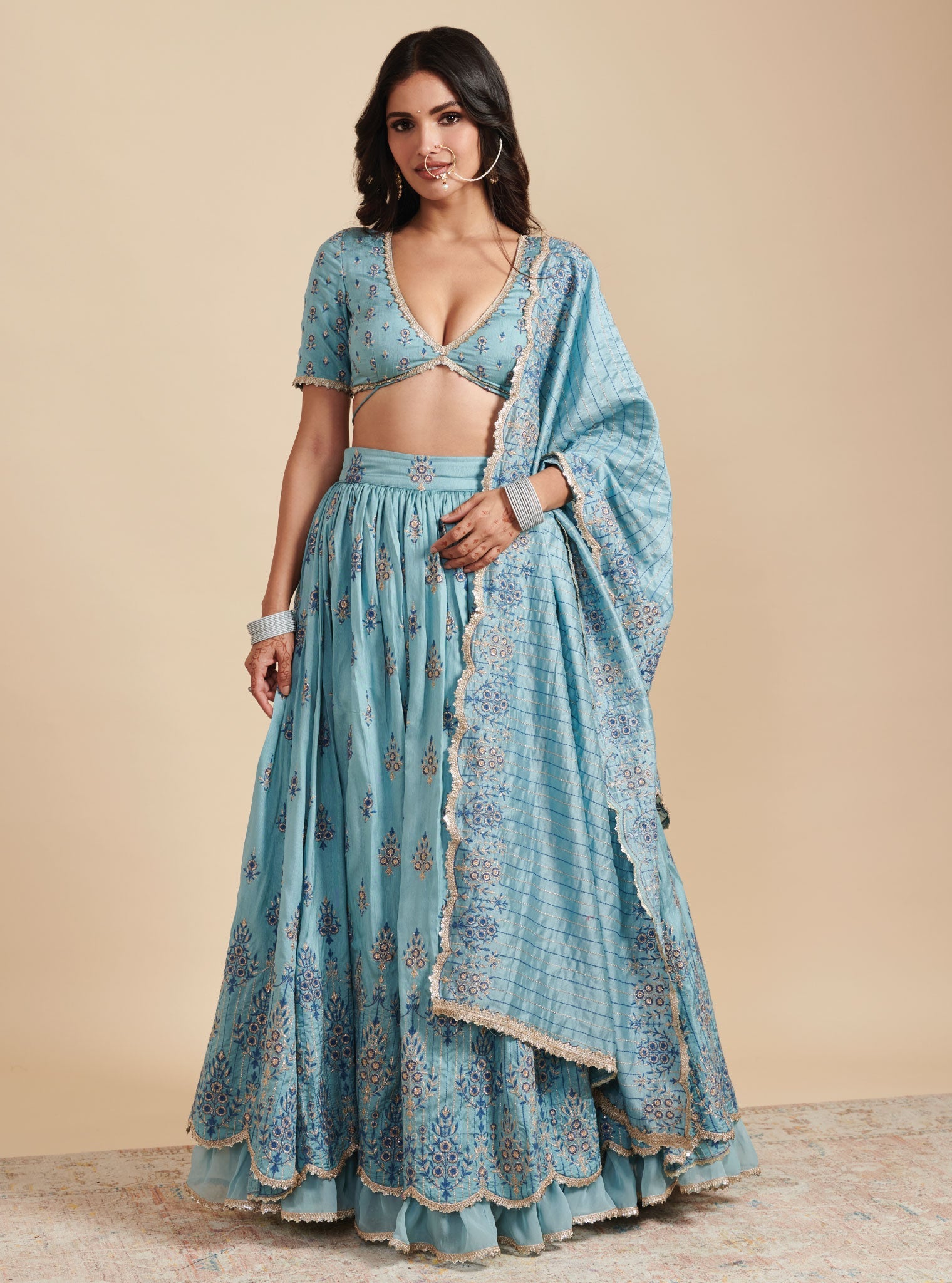Bahaara Silk Blue Lehenga