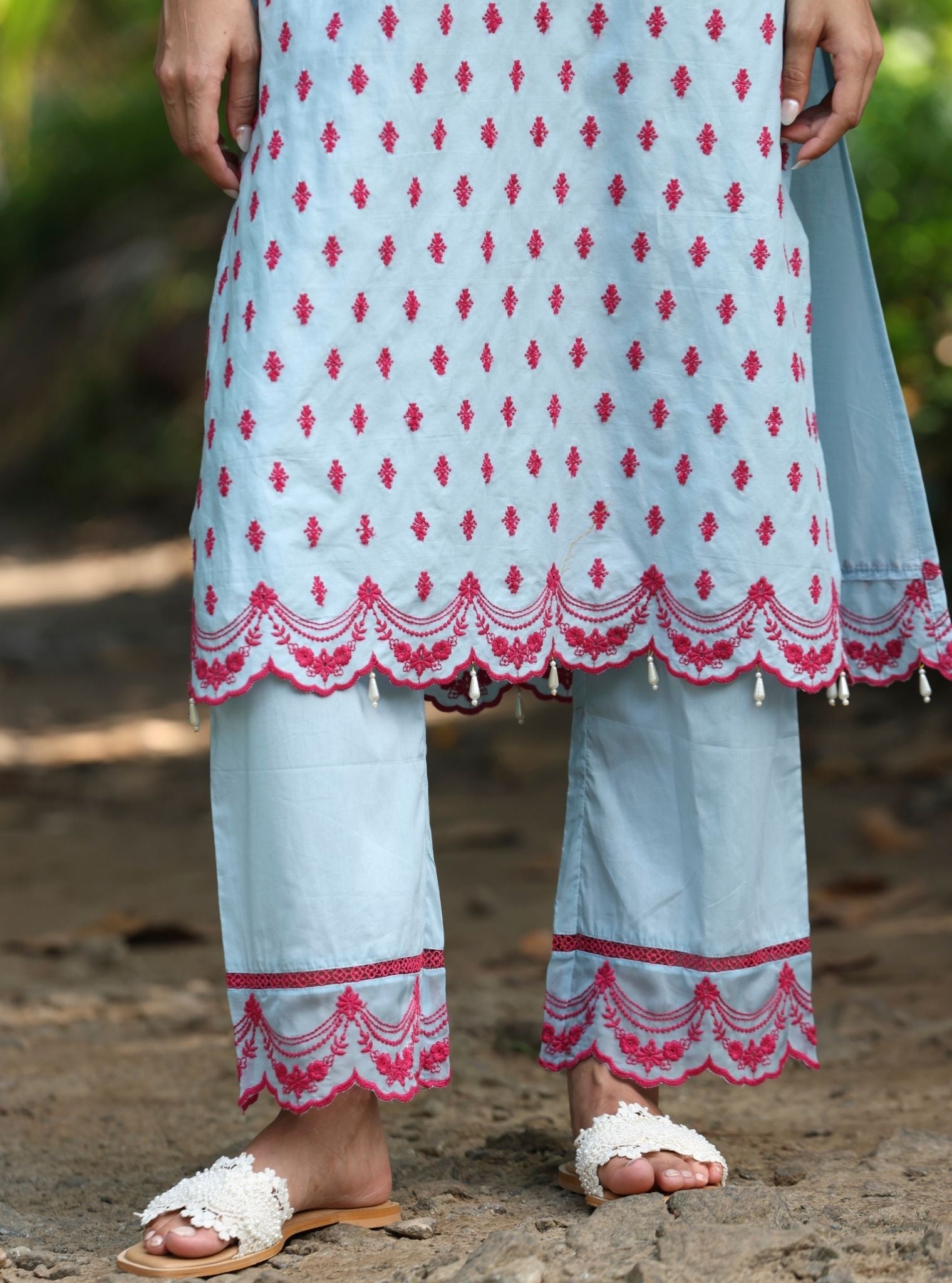 Nivi Supima Cotton Light Blue Kurta Set