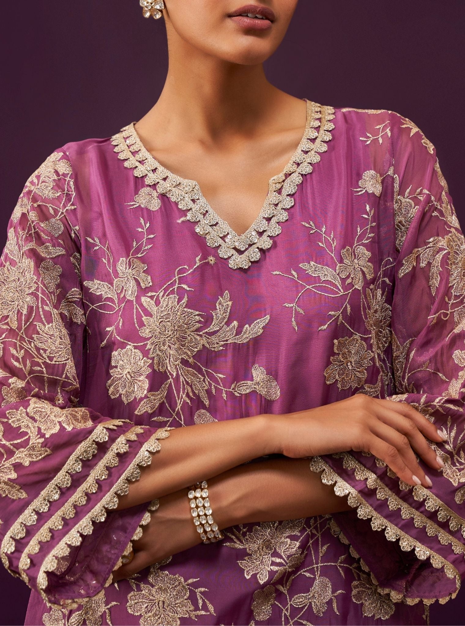 Sunee Organza Grape Kurta Set