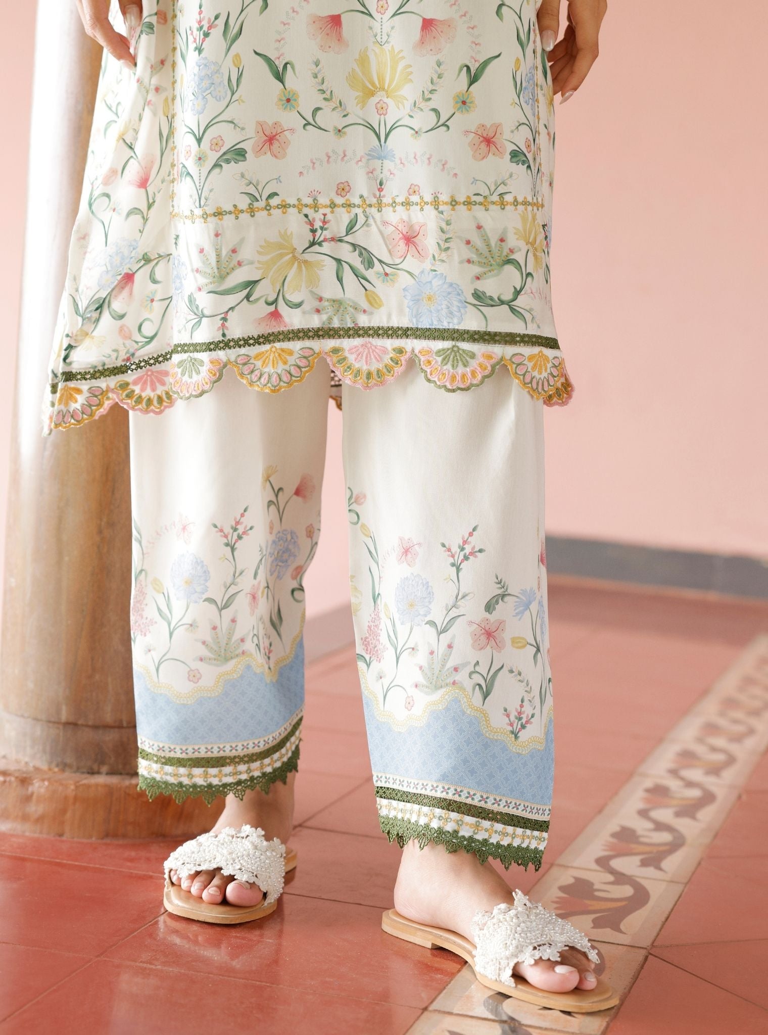 Alya Lawn Printed Off White Kurta Set