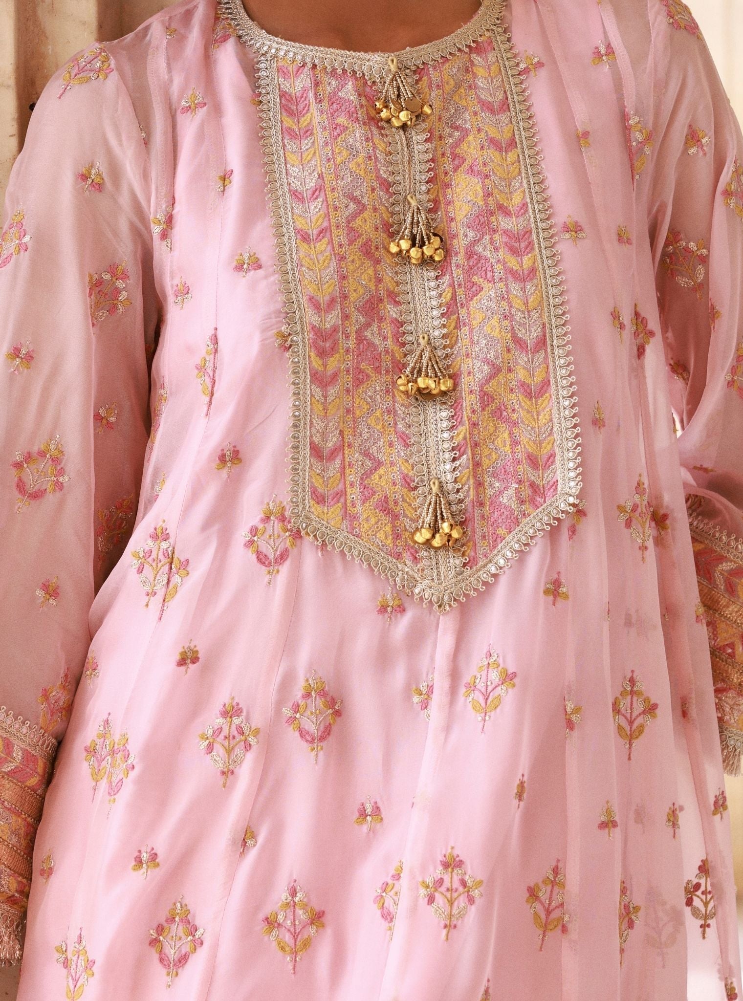 Janaya Organza Pink Anarkali Set