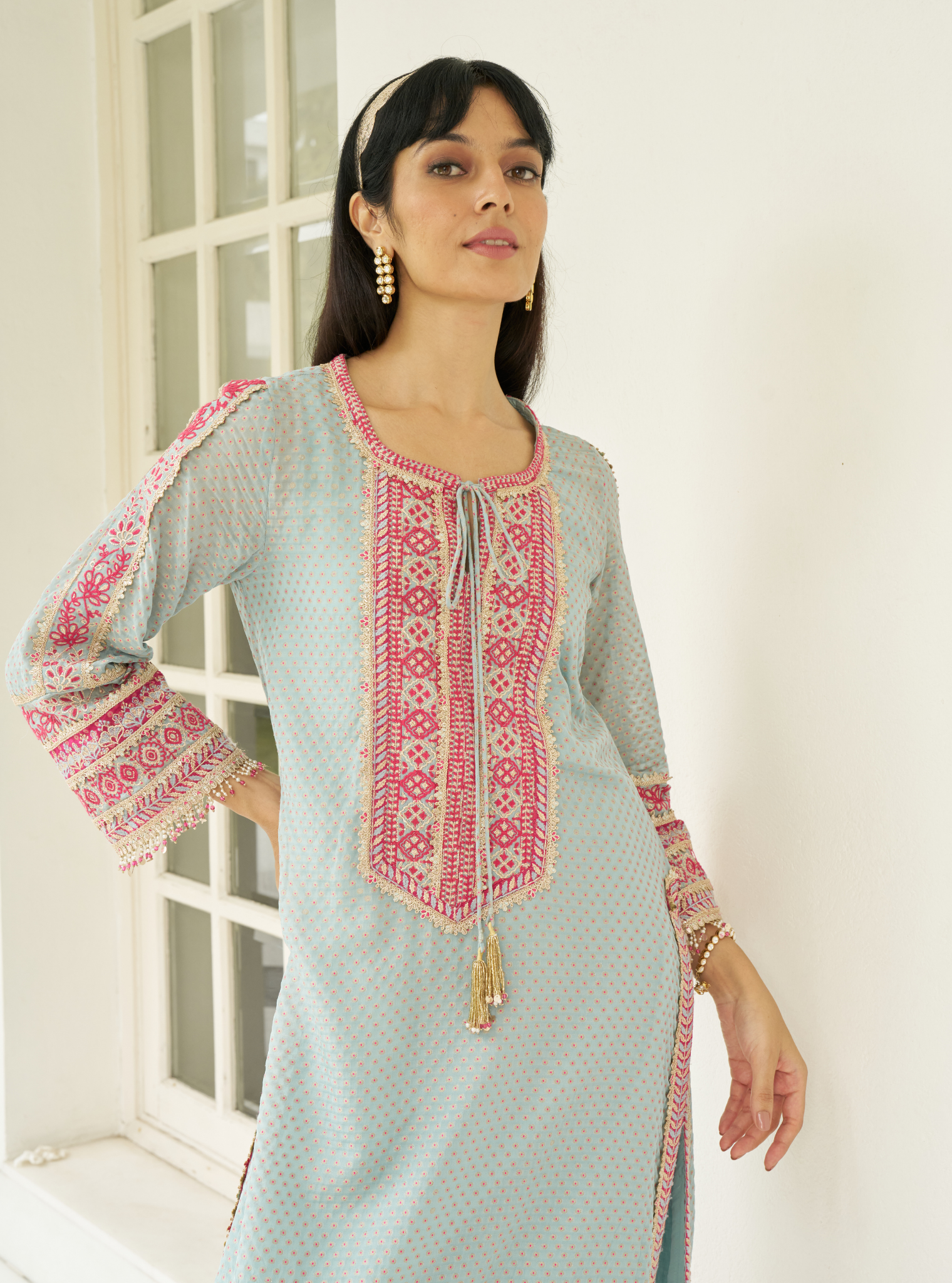 Kripa Blue Banarsi Kurta Set