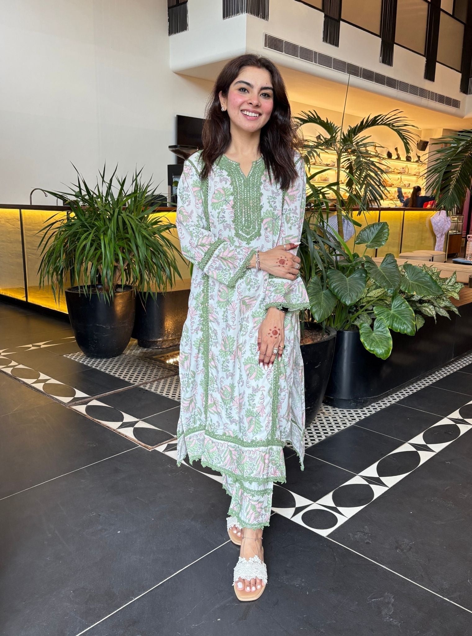 Sakura Supima Cotton Green Kurta Set