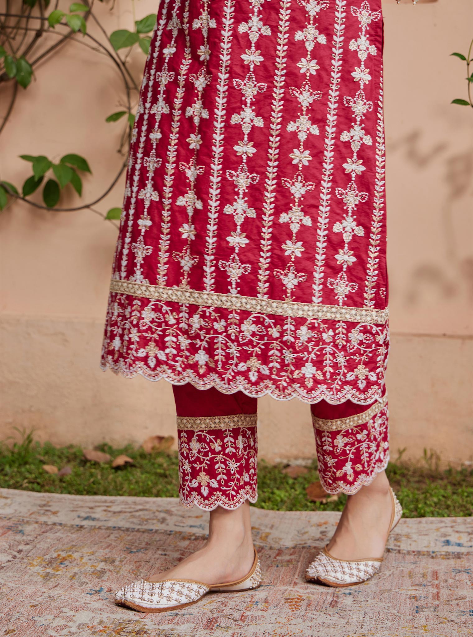 Purvayi Supima Cotton Red Kurta Set