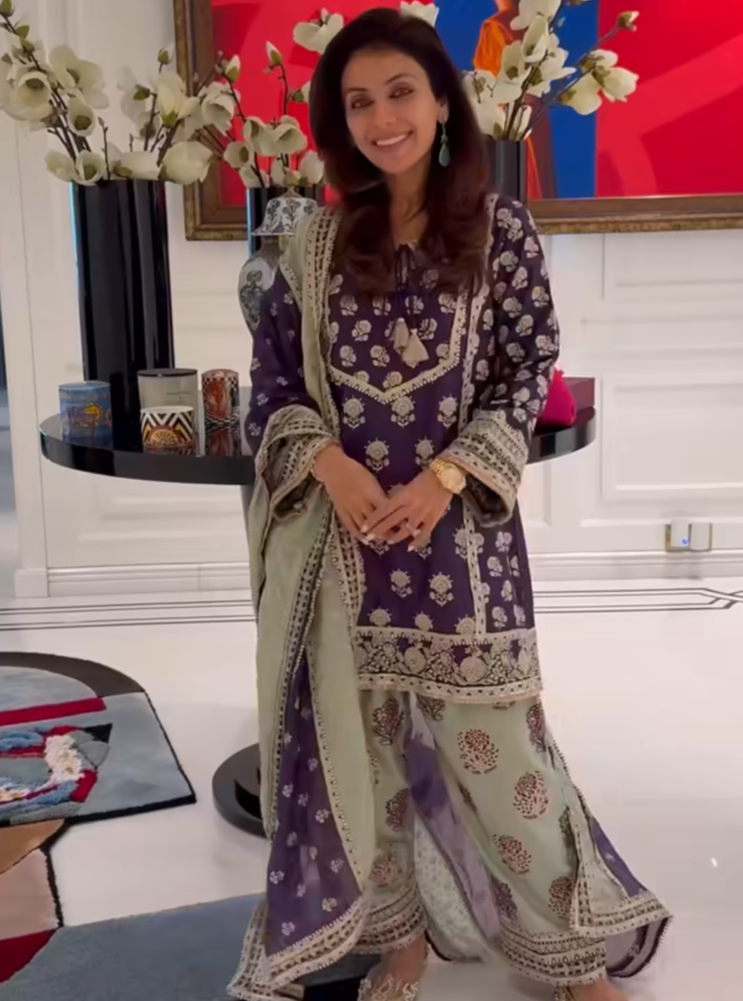 Aphinya Pima Satin Purple Kurta Set