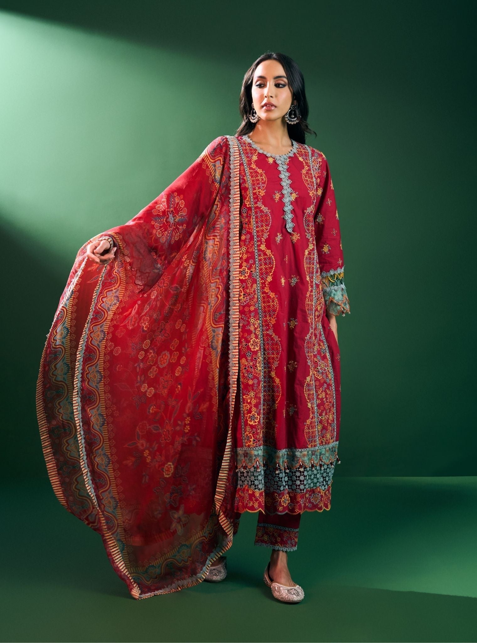 Risa Supima Cotton Red Kurta Set