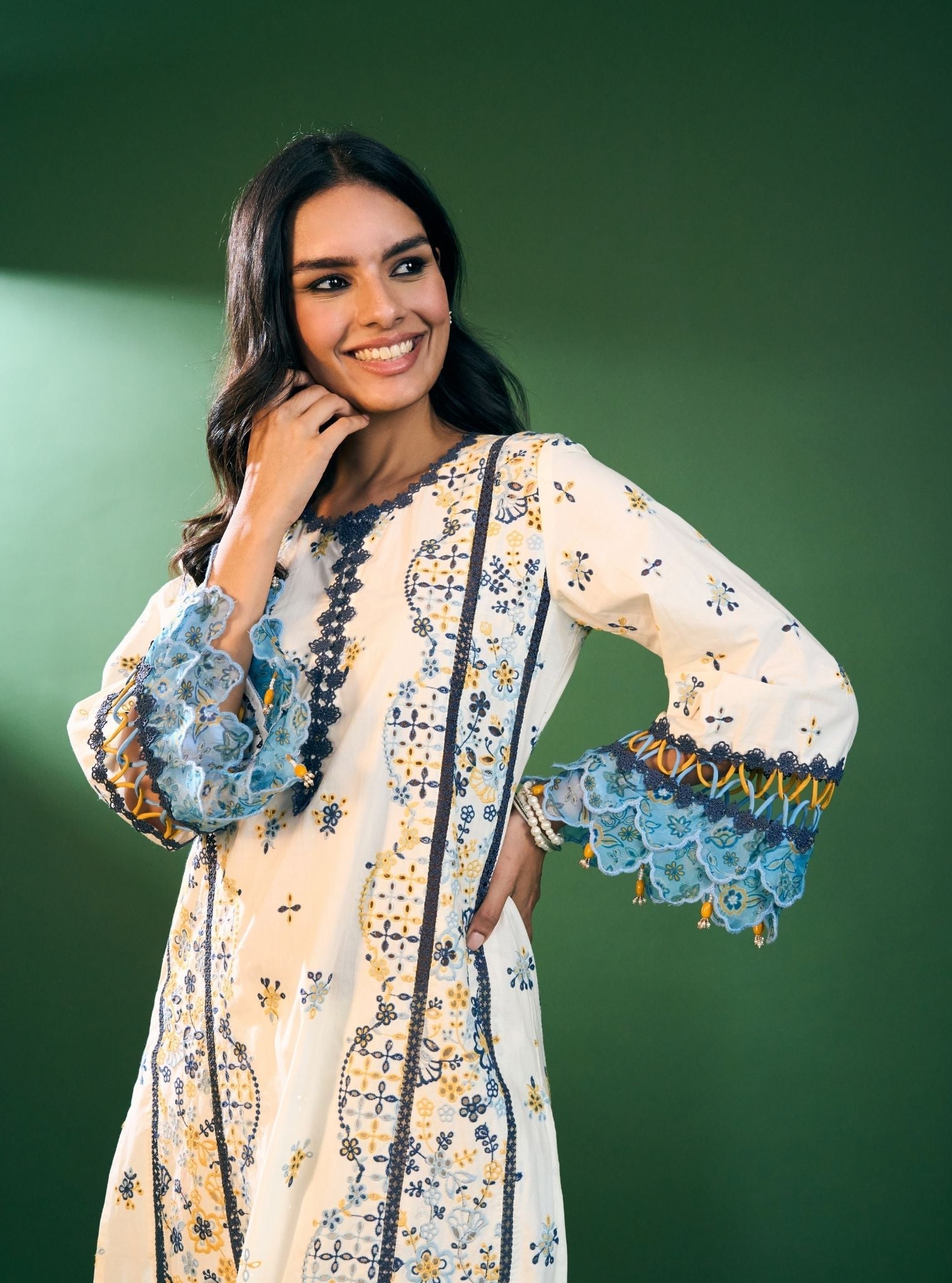 Risa Supima Cotton Off White Kurta Set