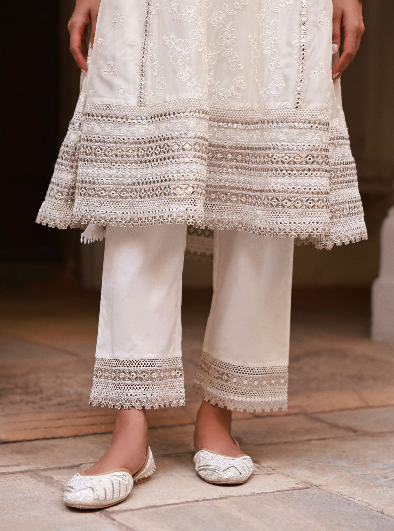 Lomika Organza Off White Anarkali Set