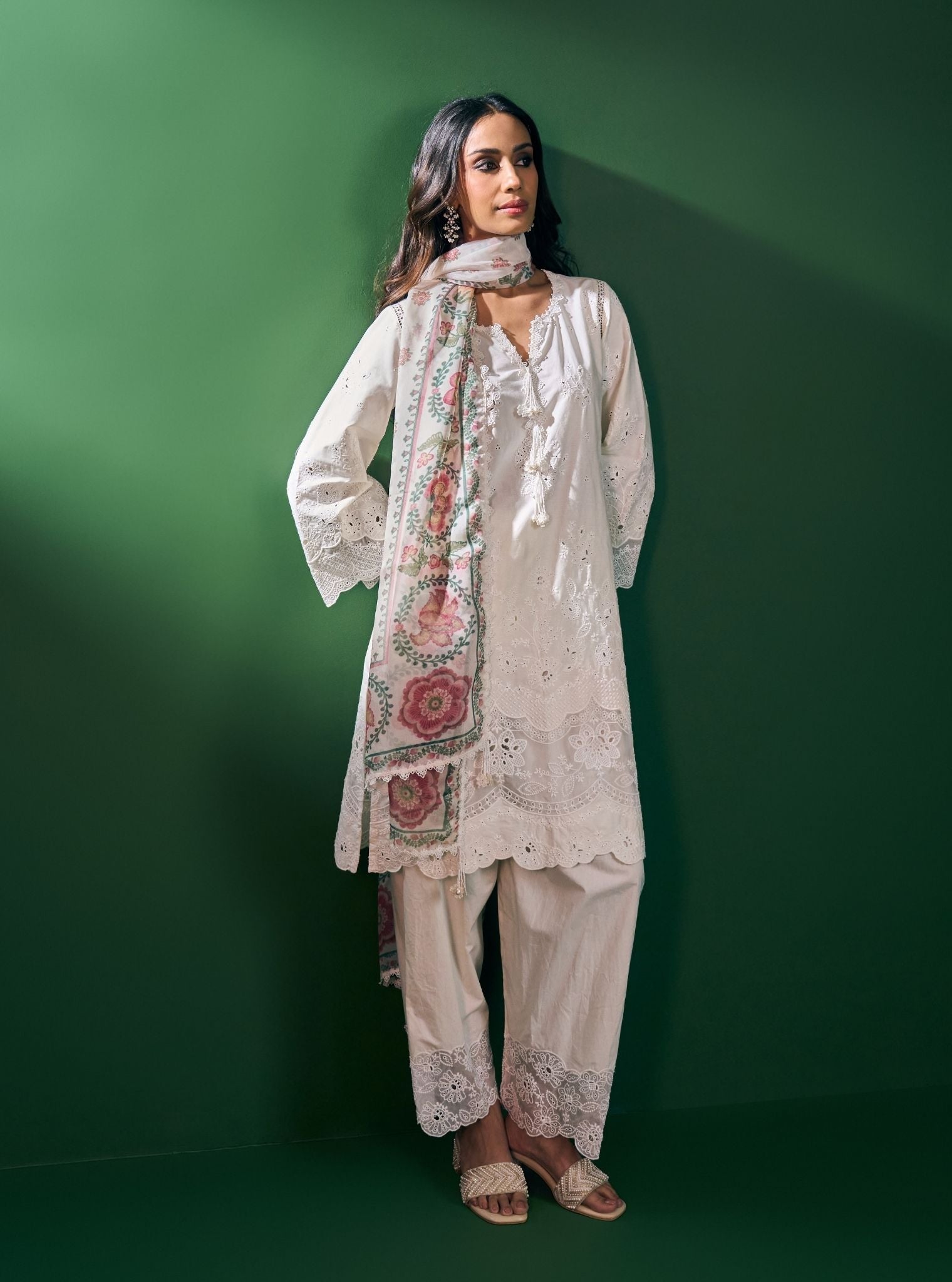 Riva Supima Cotton Off White Kurta Set