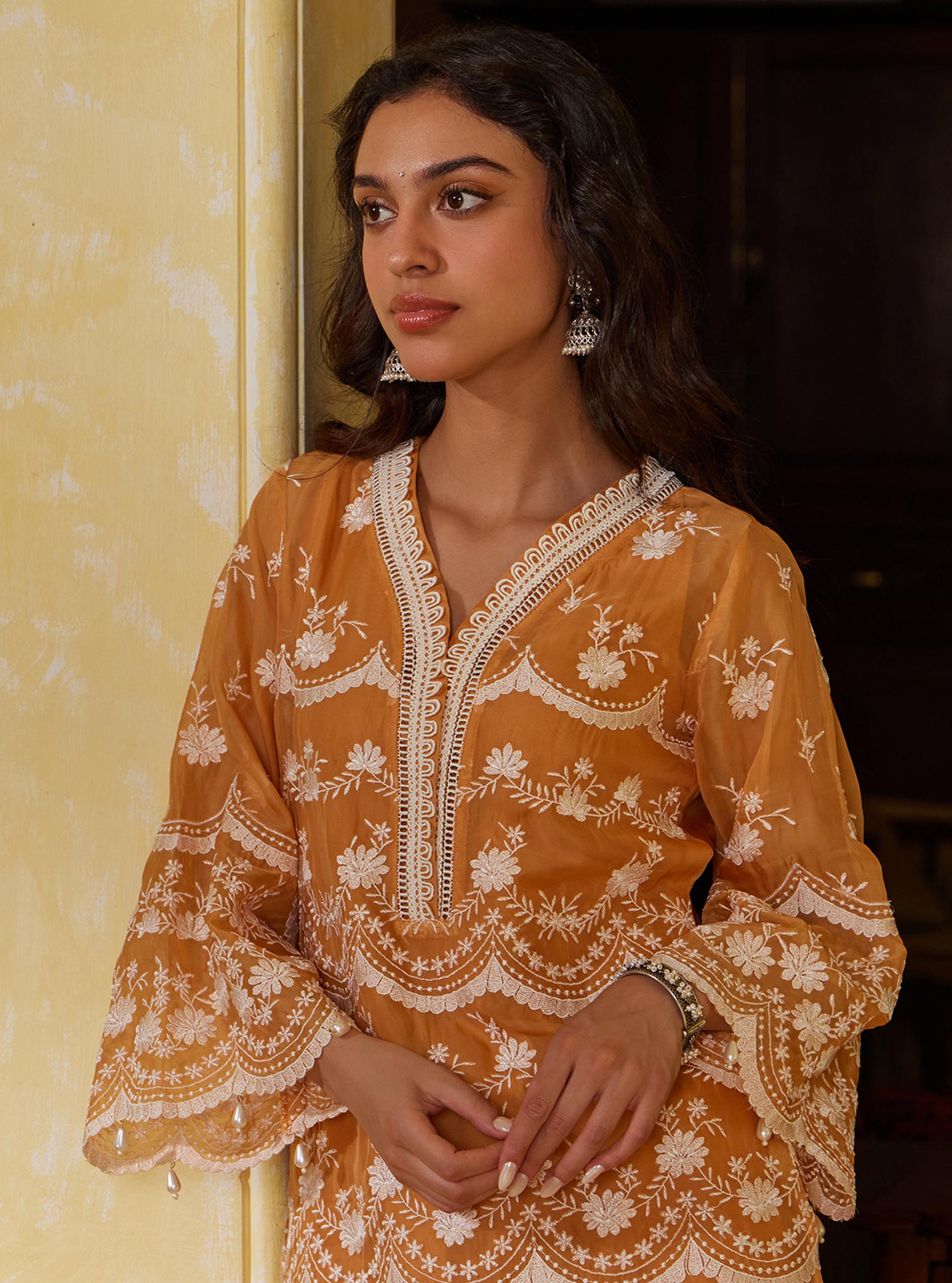 Ditsa Organza Orange Kurta with Garara Set