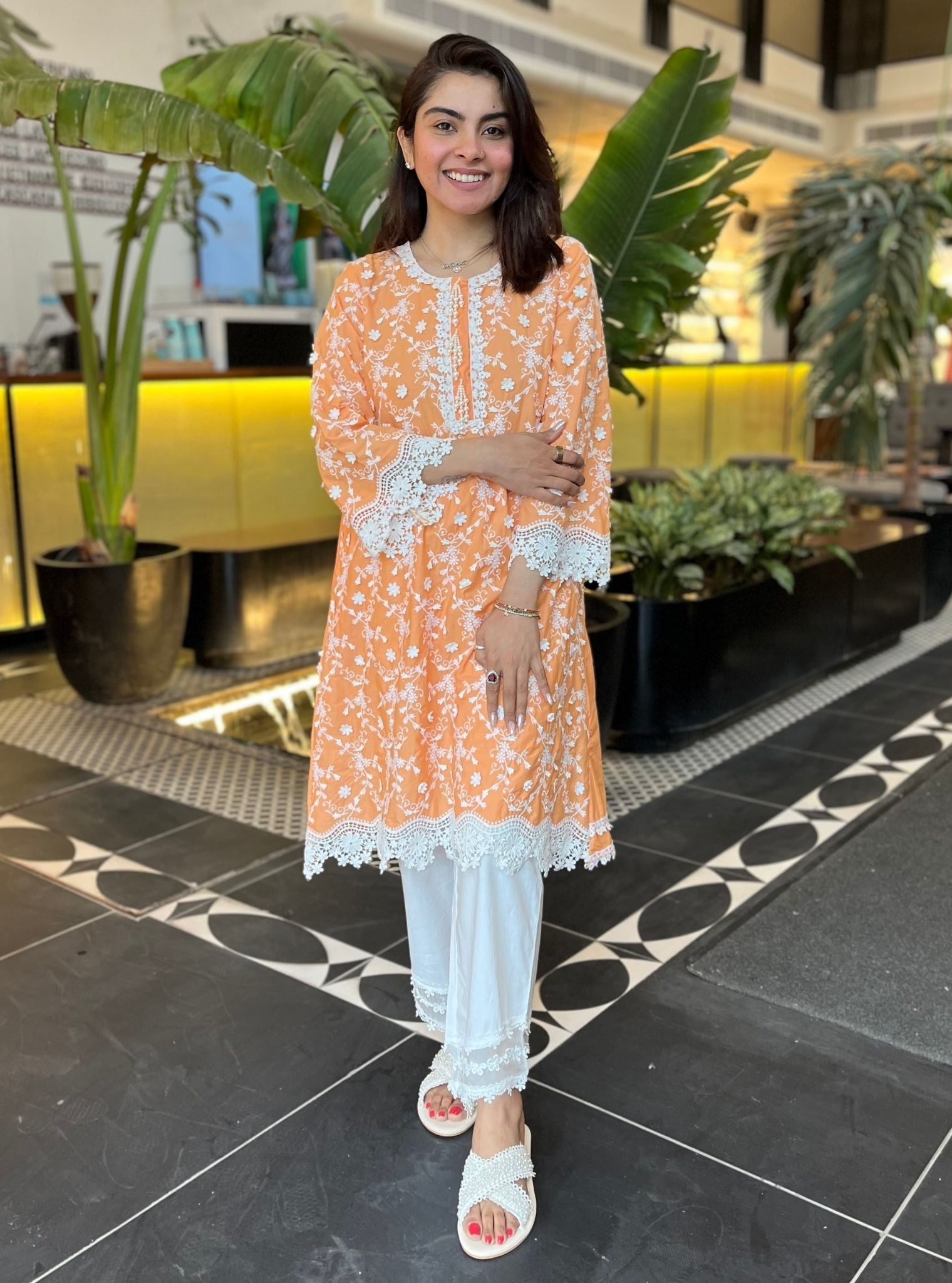 BayBreeze Supima Cotton Orange Kurta Set