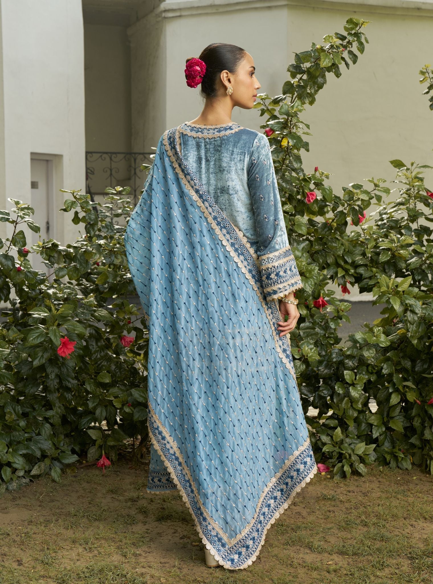 Tami Velvet Denim Kurta Set