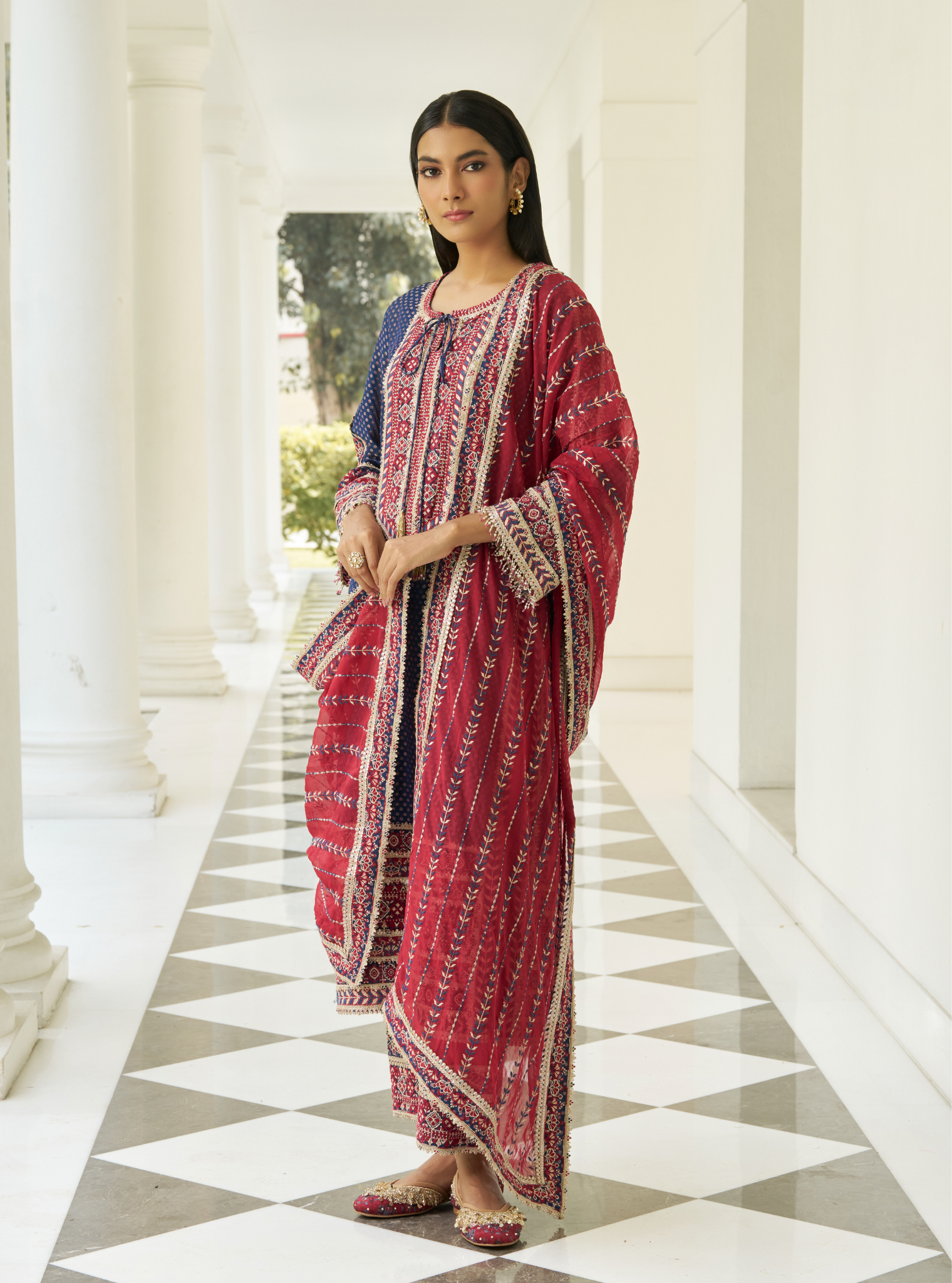 Kripa Navy Banarsi Kurta Set