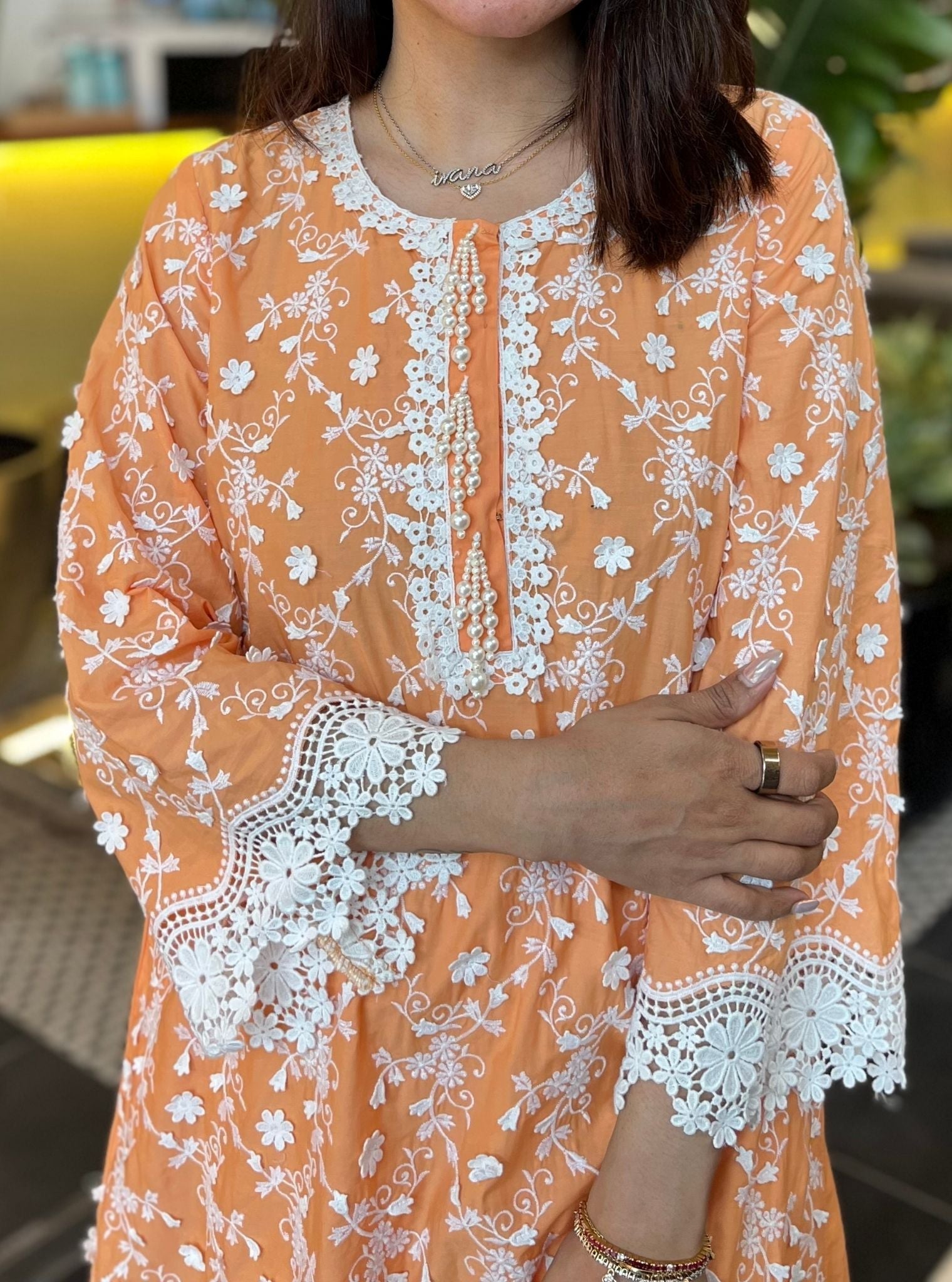 BayBreeze Supima Cotton Orange Kurta Set