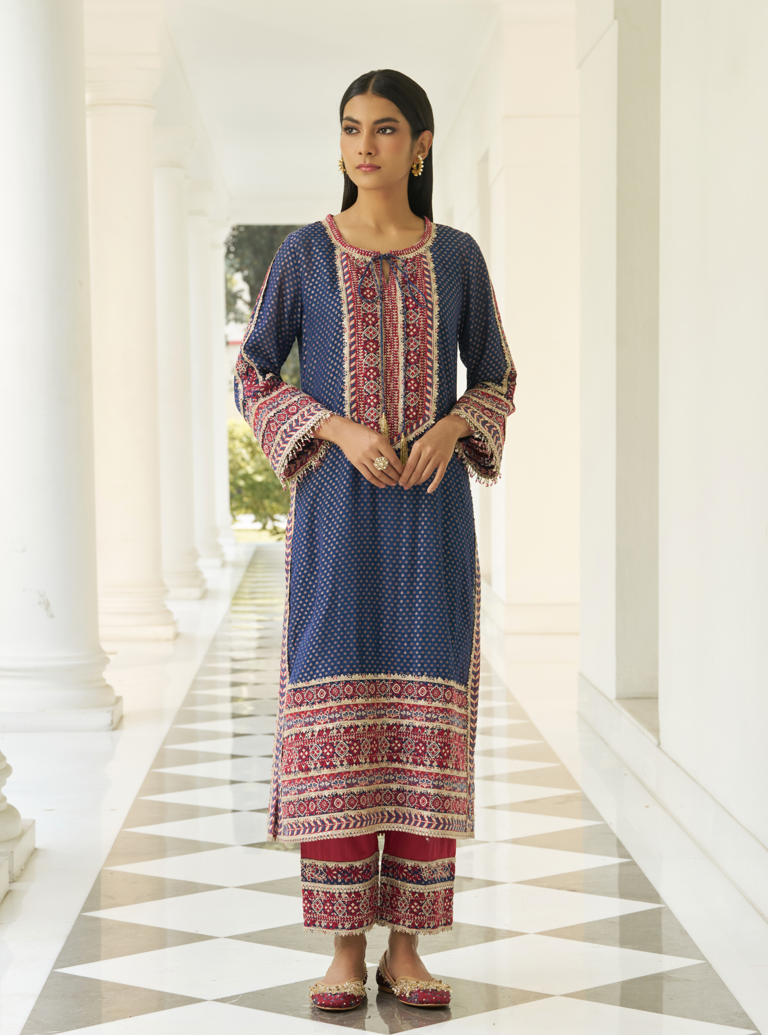 Kripa Navy Banarsi Kurta Set