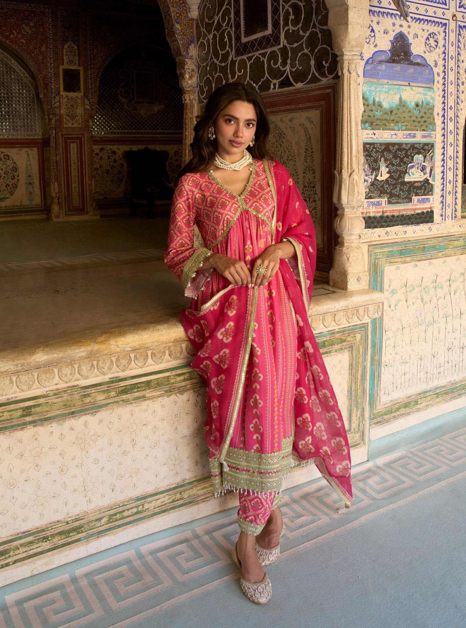 Uvrita Lawn Fuschia Anarkali Set