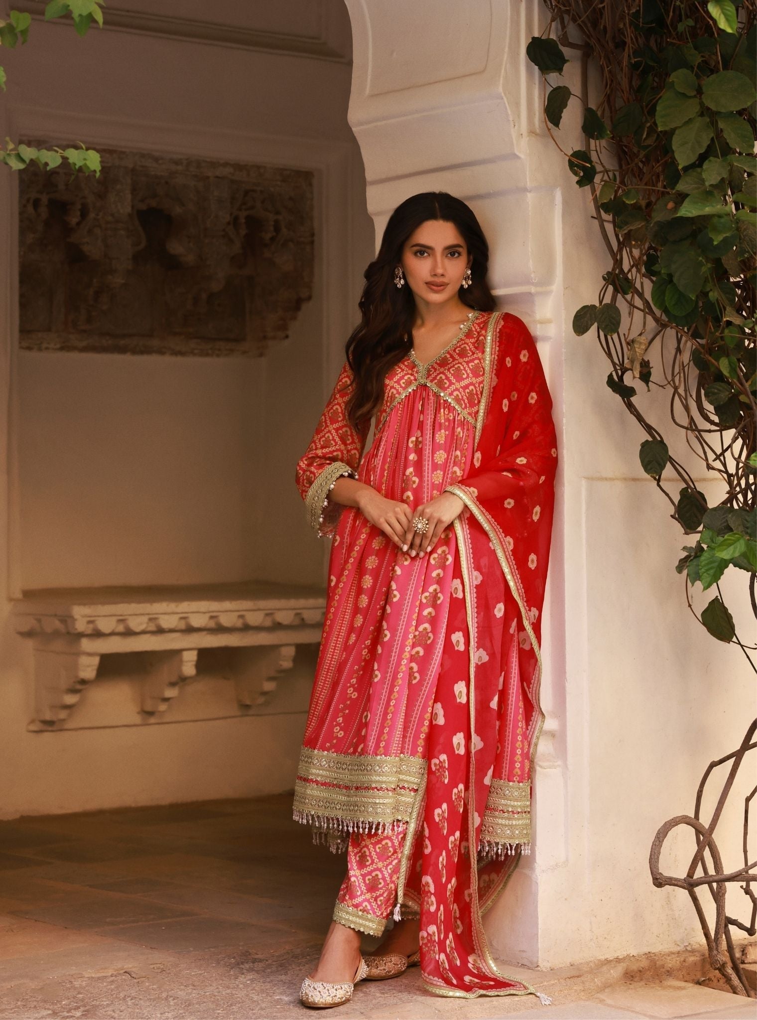 Uvrita Lawn Fuschia Anarkali Set