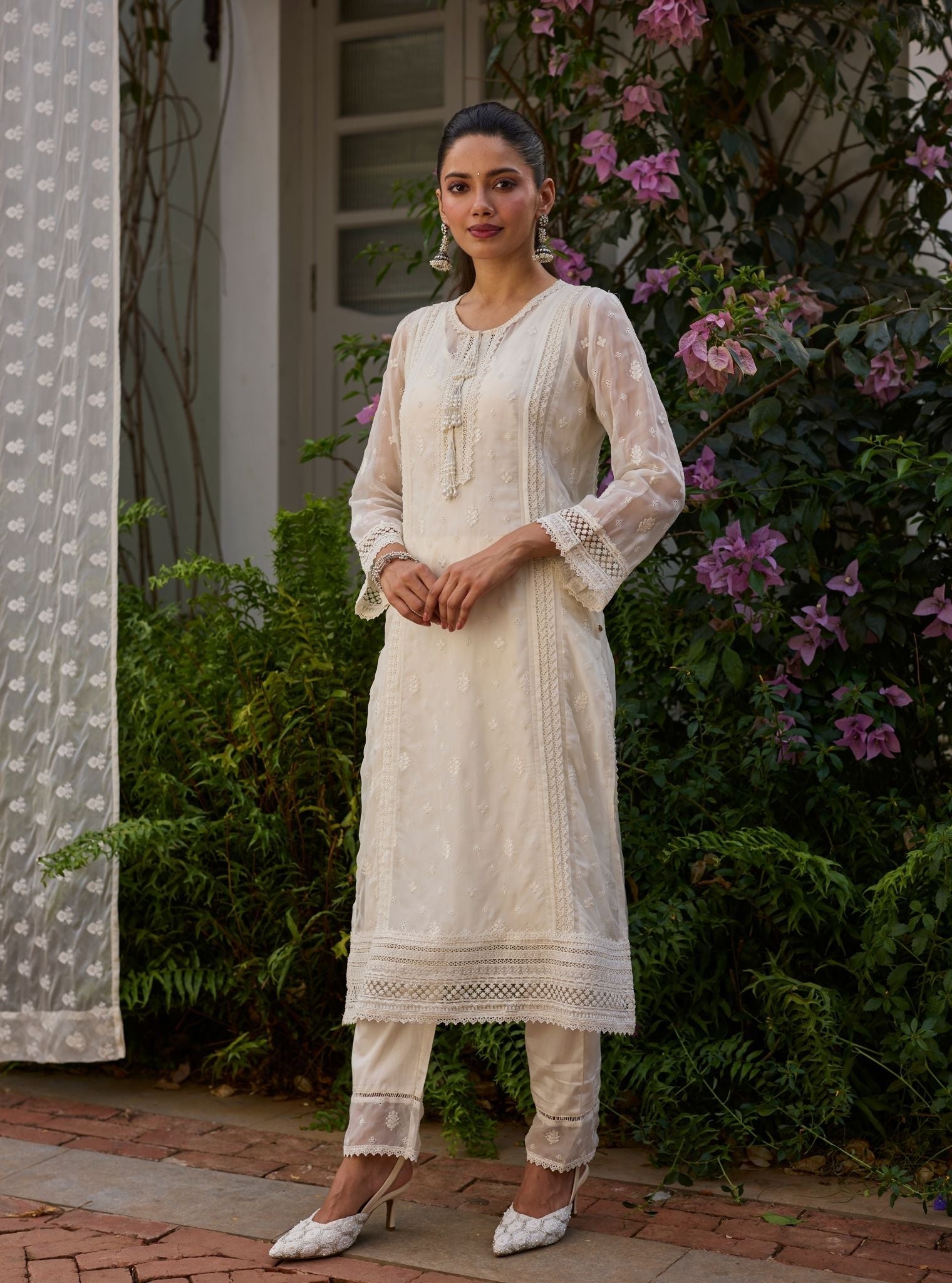 Koko Organza Off White Kurta Set