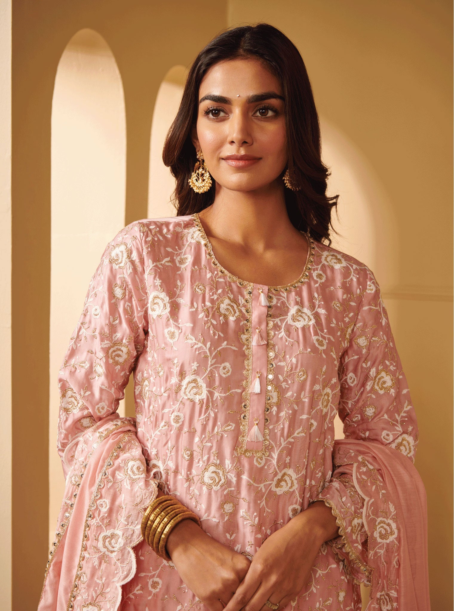 Apti Cupro Silk Pink Kurta Set