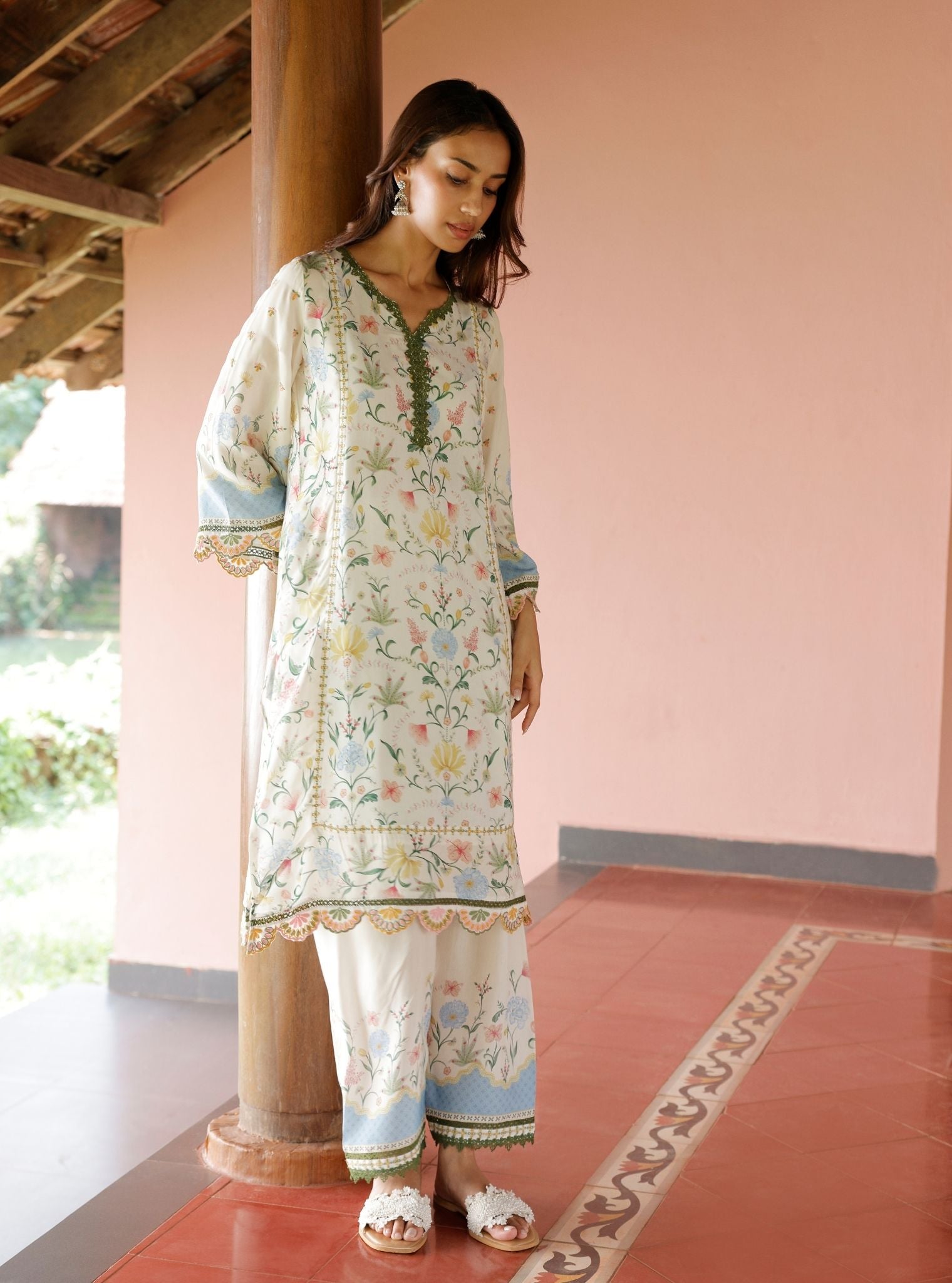 Alya Lawn Printed Off White Kurta Set