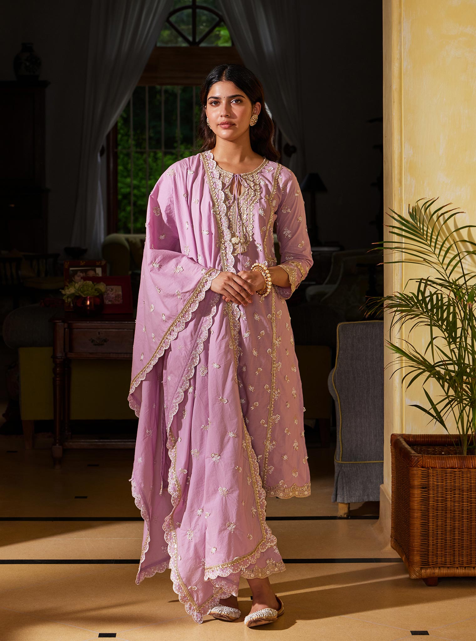 Adah Supima Cotton Lilac Kurta Set