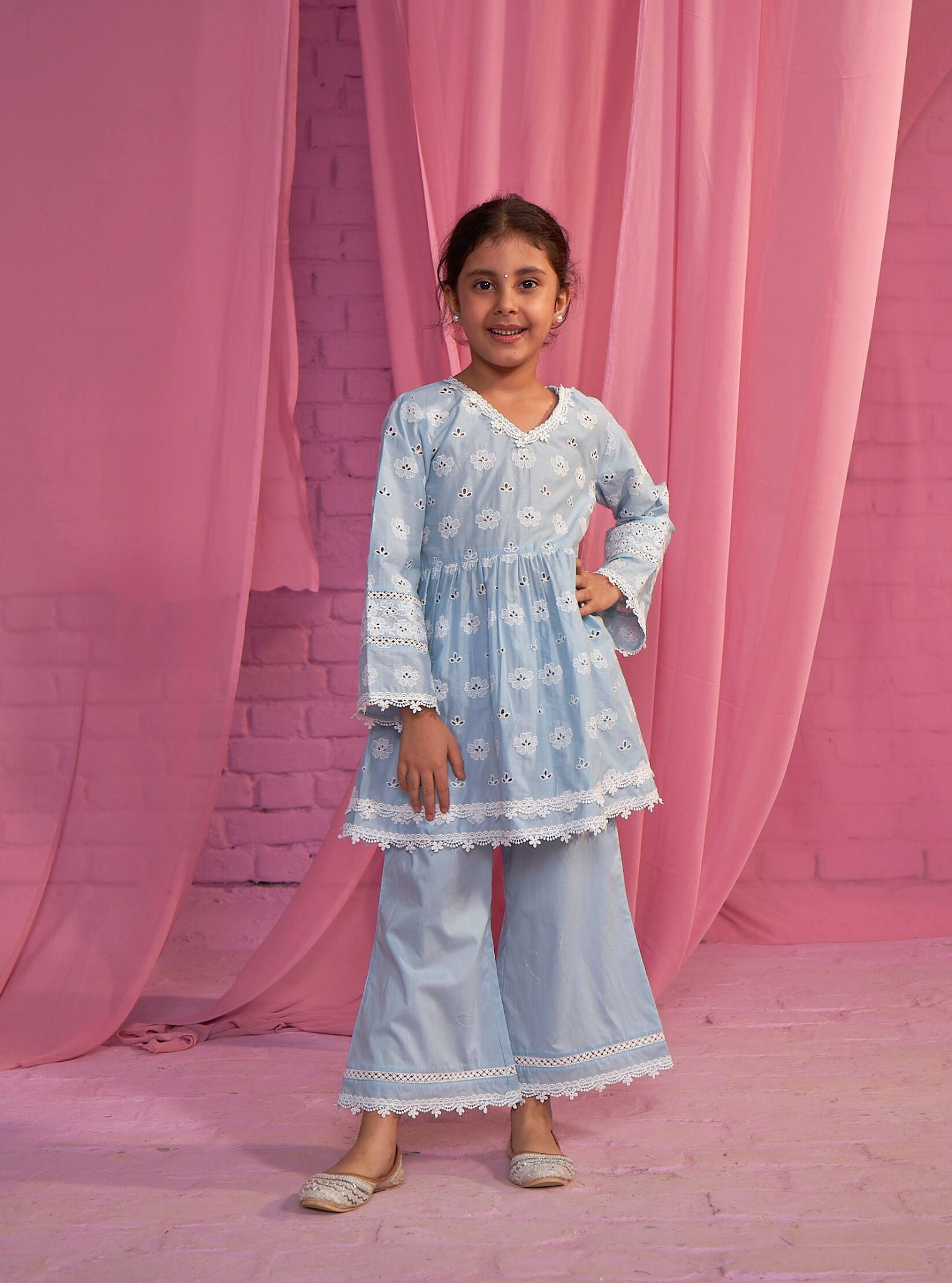 Dwi Supima Cotton Light Blue Kurta Set