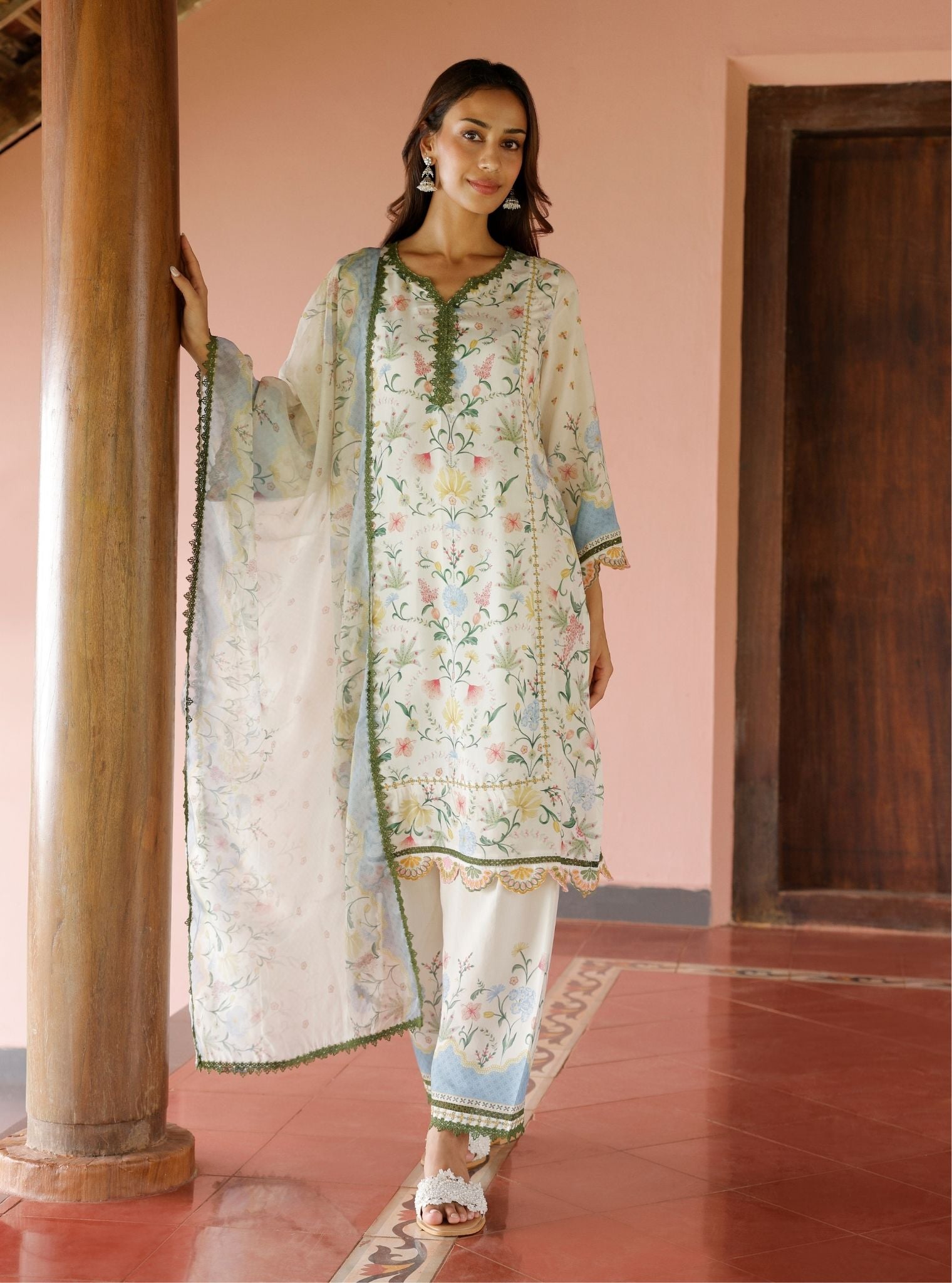 Alya Lawn Printed Off White Kurta Set