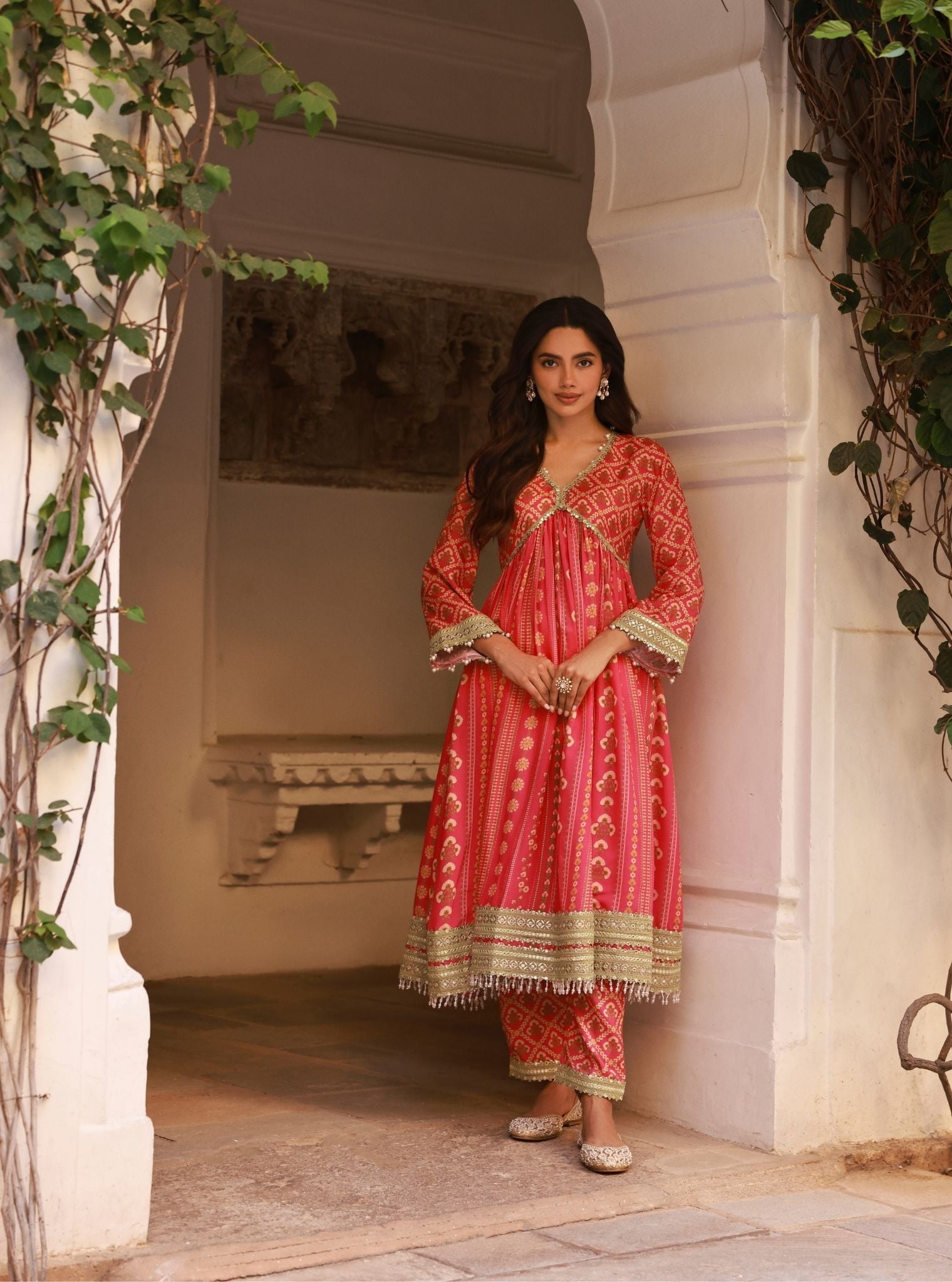 Uvrita Lawn Fuschia Anarkali Set