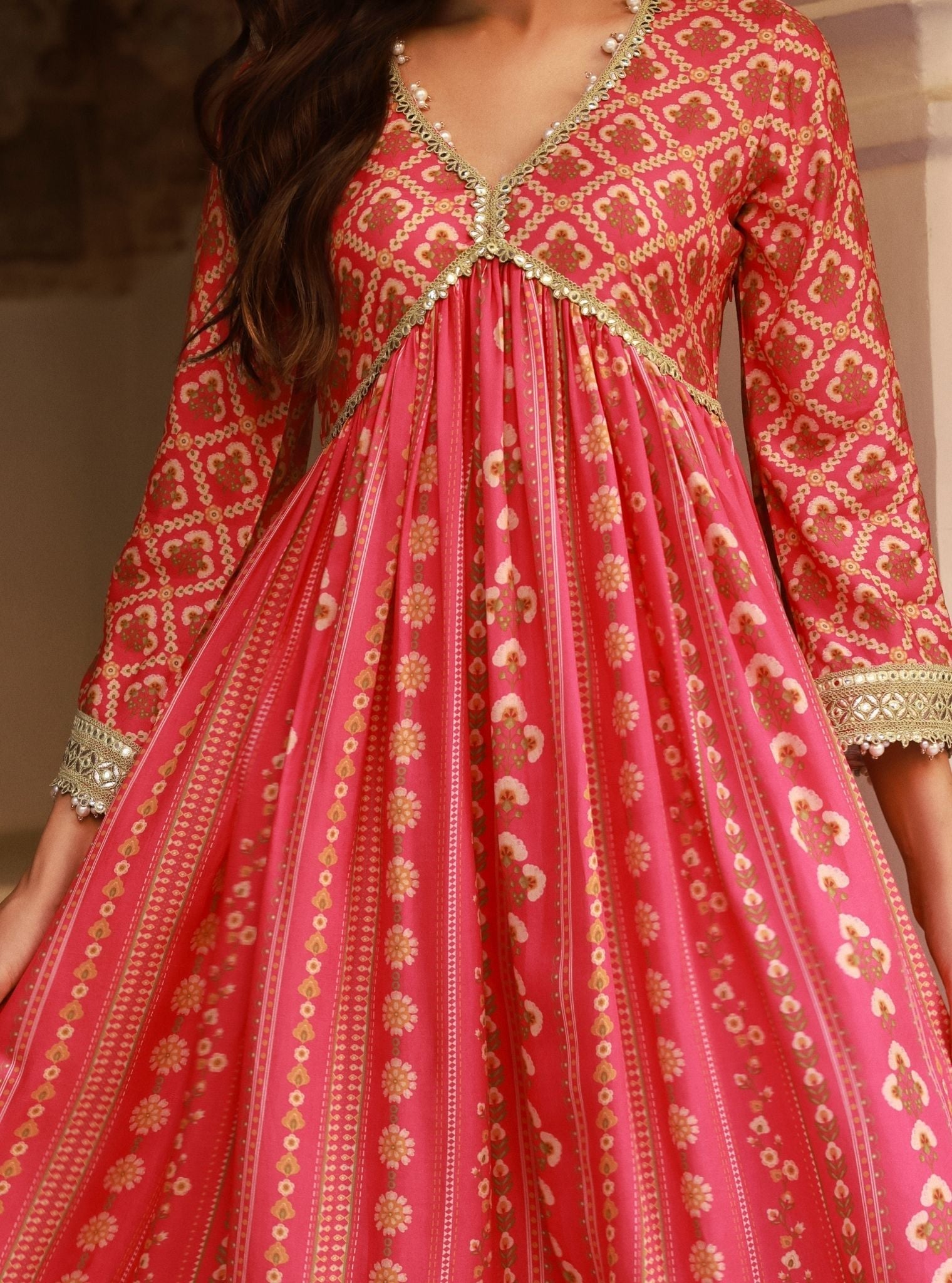 Uvrita Lawn Fuschia Anarkali Set