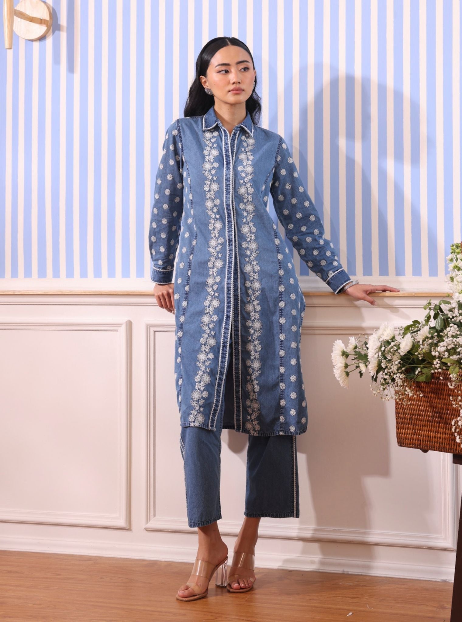 Stellan Denim Blue Kurta Co-ord Set