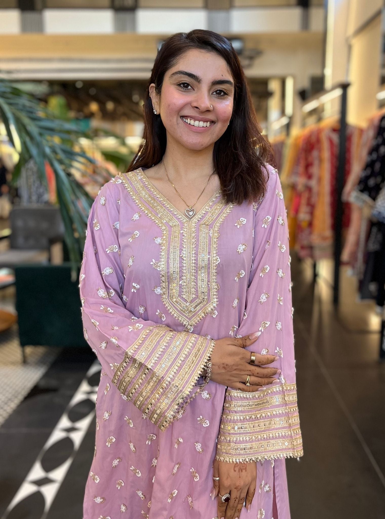 Addison Supima Cotton Lilac Kurta with Dhoti Pant Set