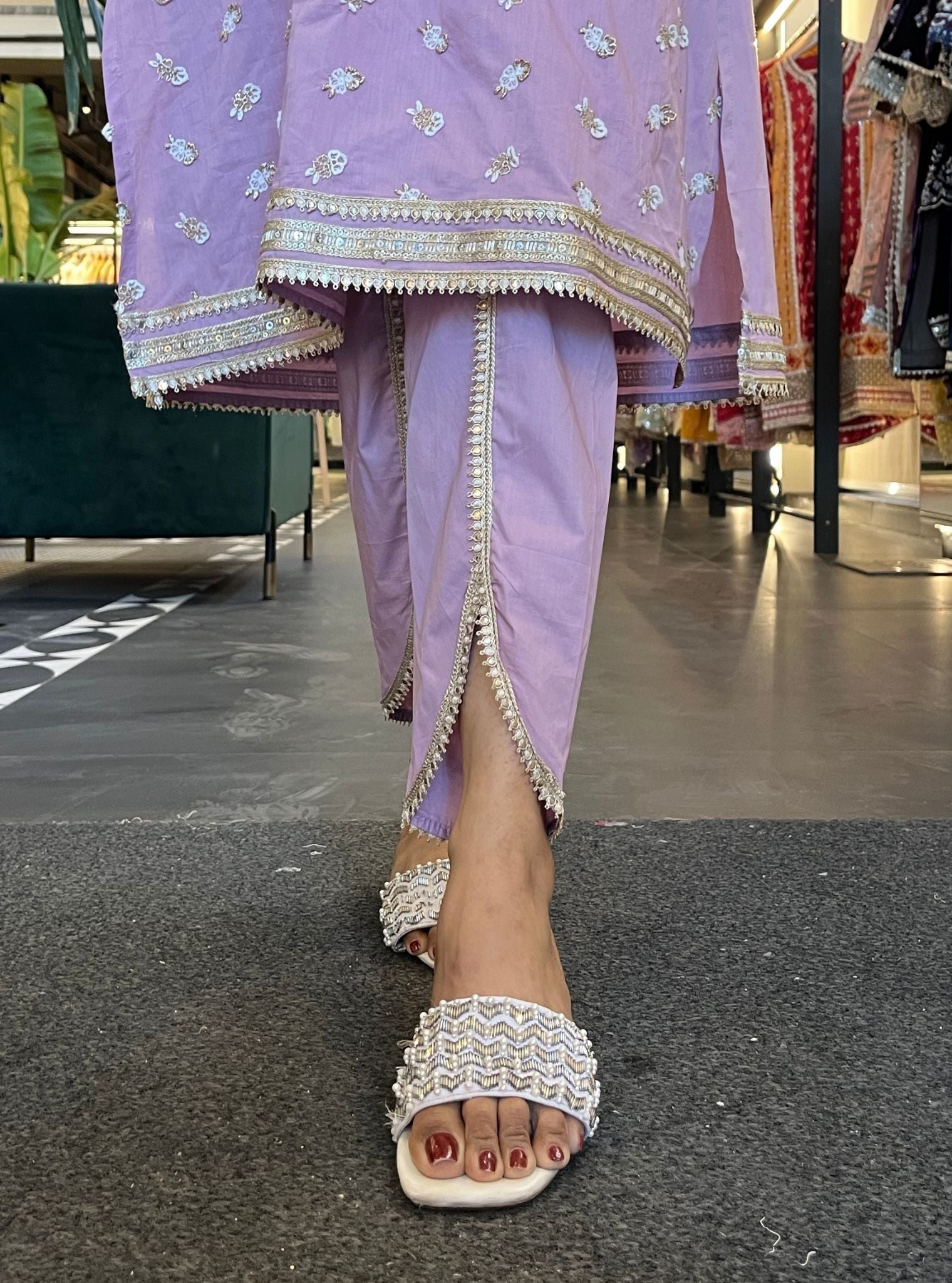 Addison Supima Cotton Lilac Kurta with Dhoti Pant Set