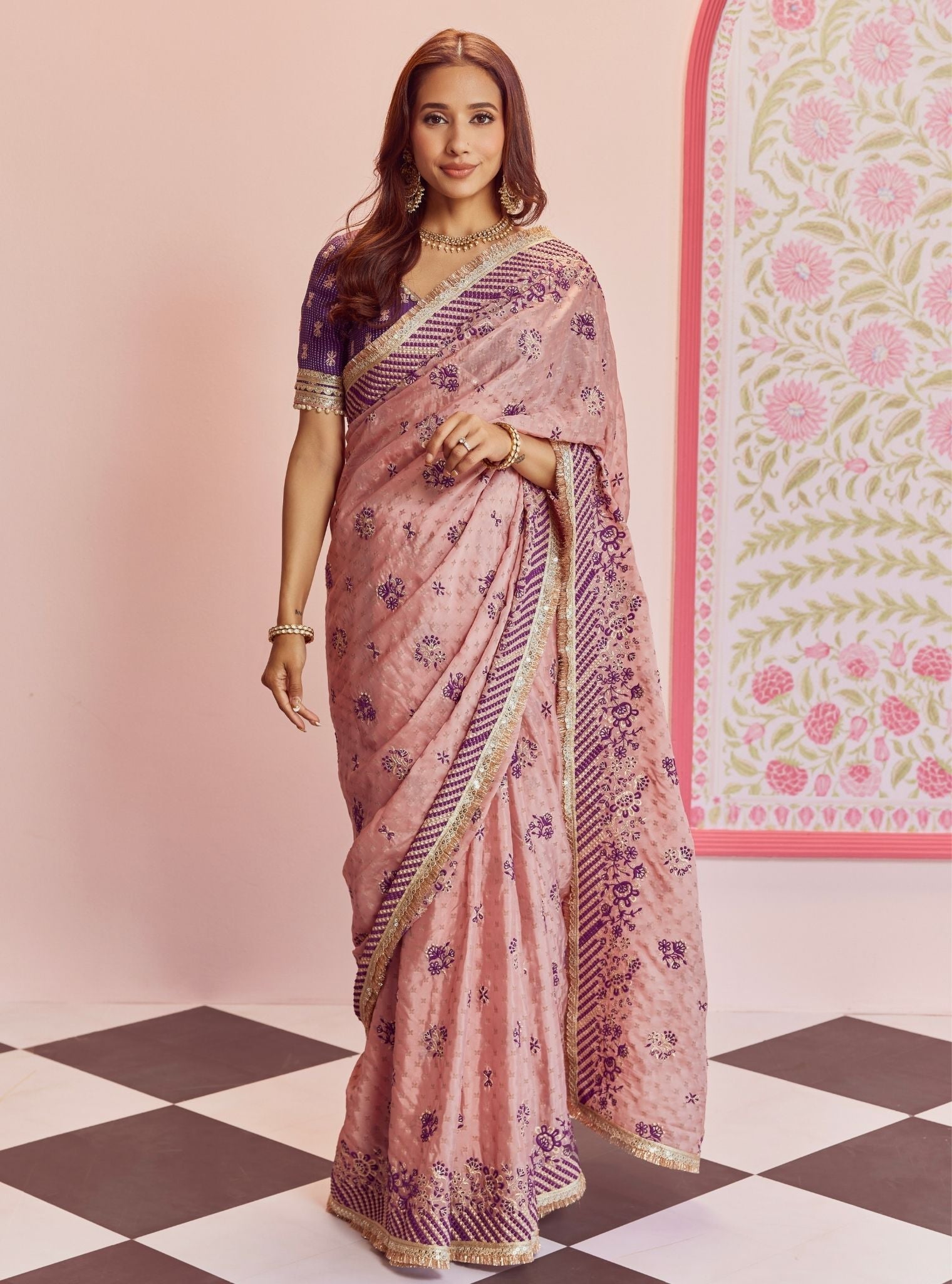 lagan Banarsi Purple Saree