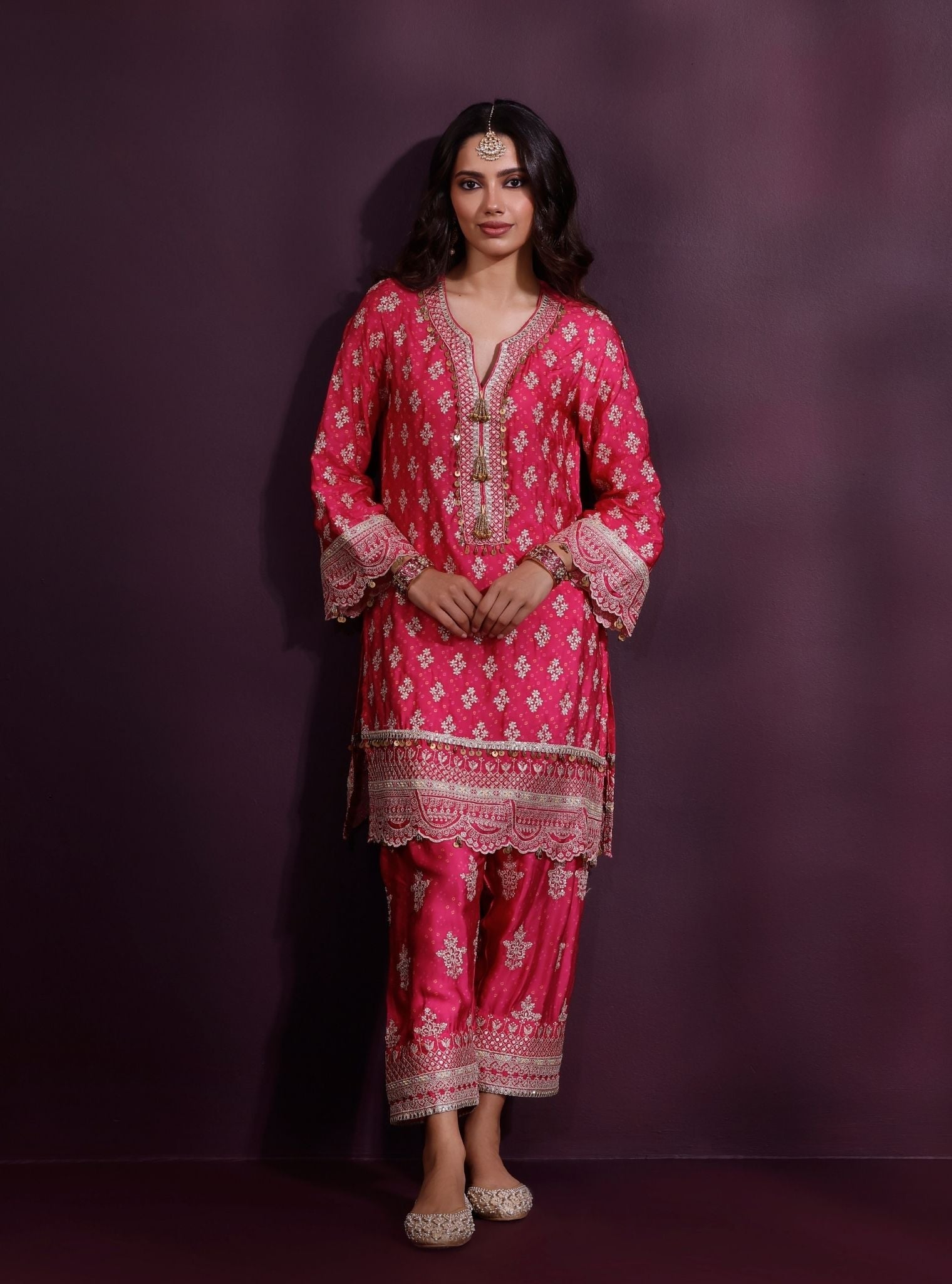 Elira Cupro Satin Fuschia Kurta Set