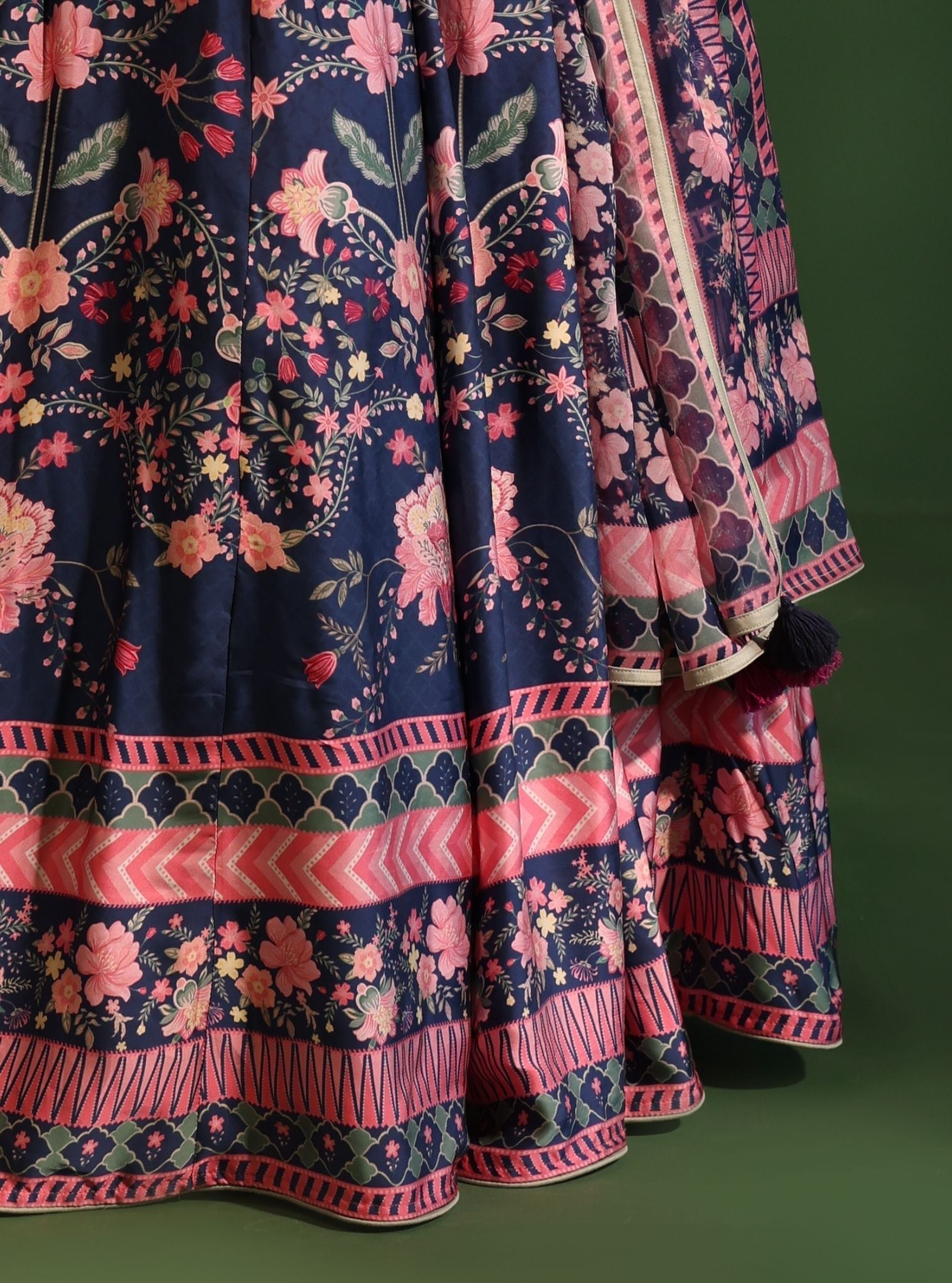 Jhanak Cupro Satin Navy Lehenga