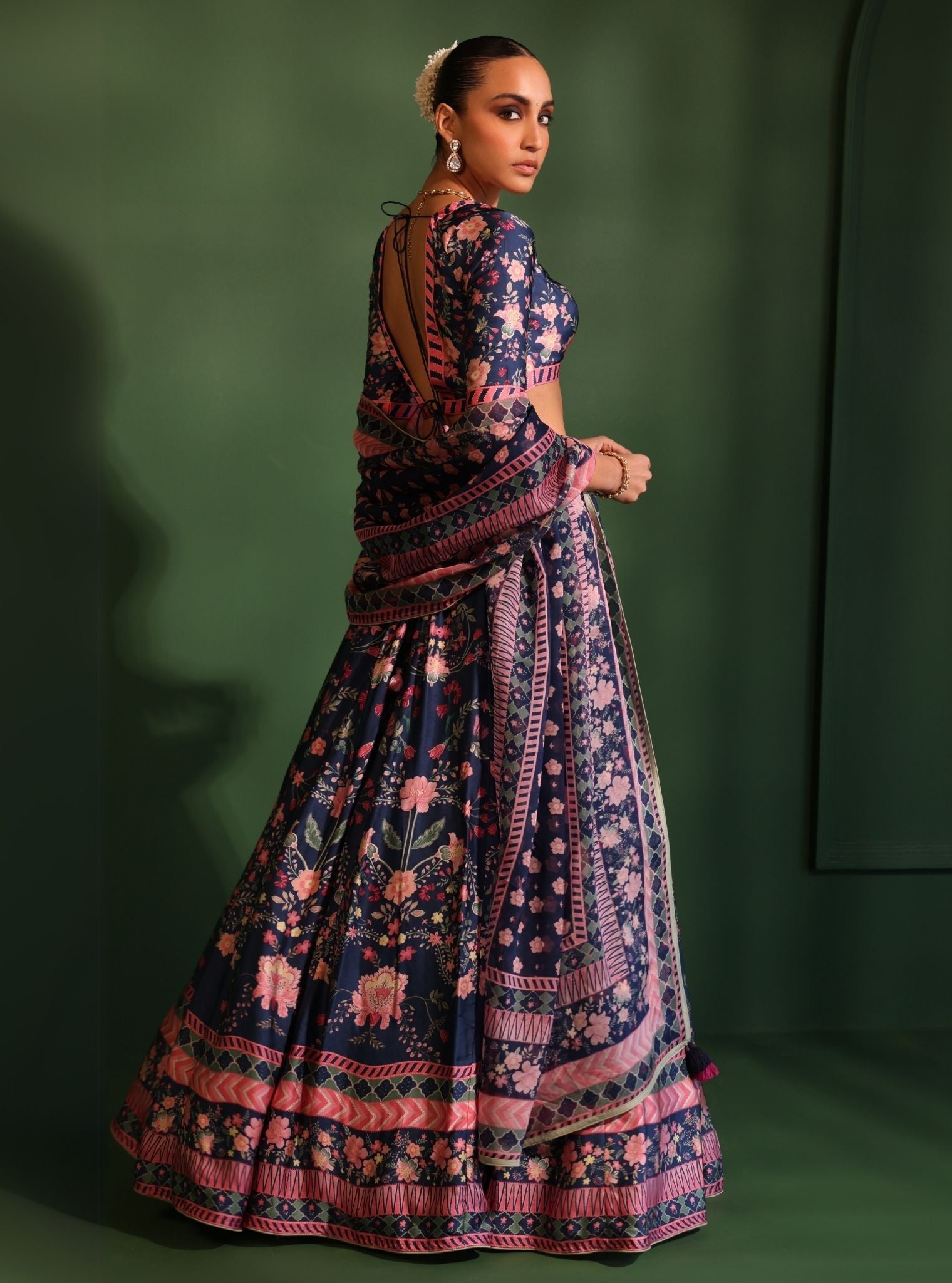 Jhanak Cupro Satin Navy Lehenga