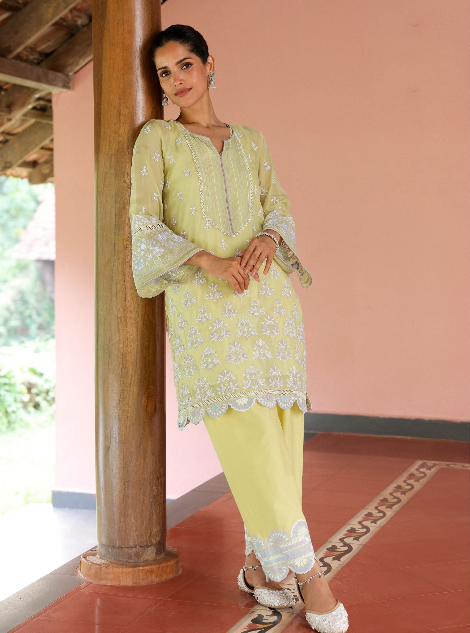 Shail Organza Lime Kurta Set
