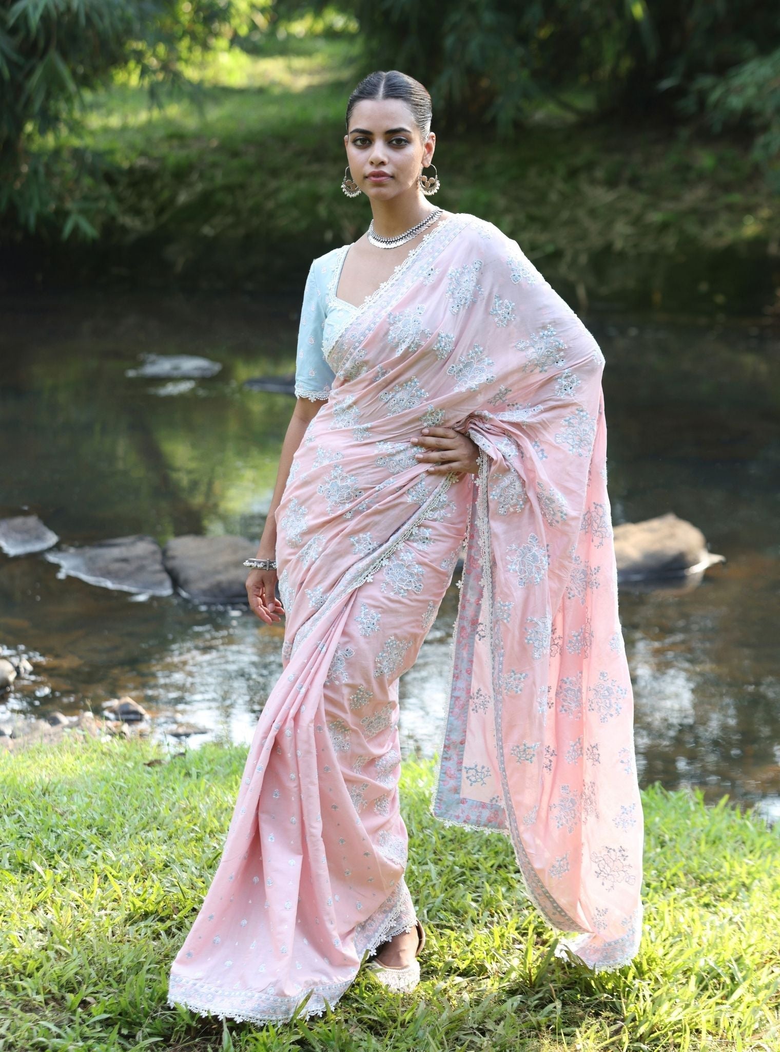Mulmul Cotton Yara Pink Saree