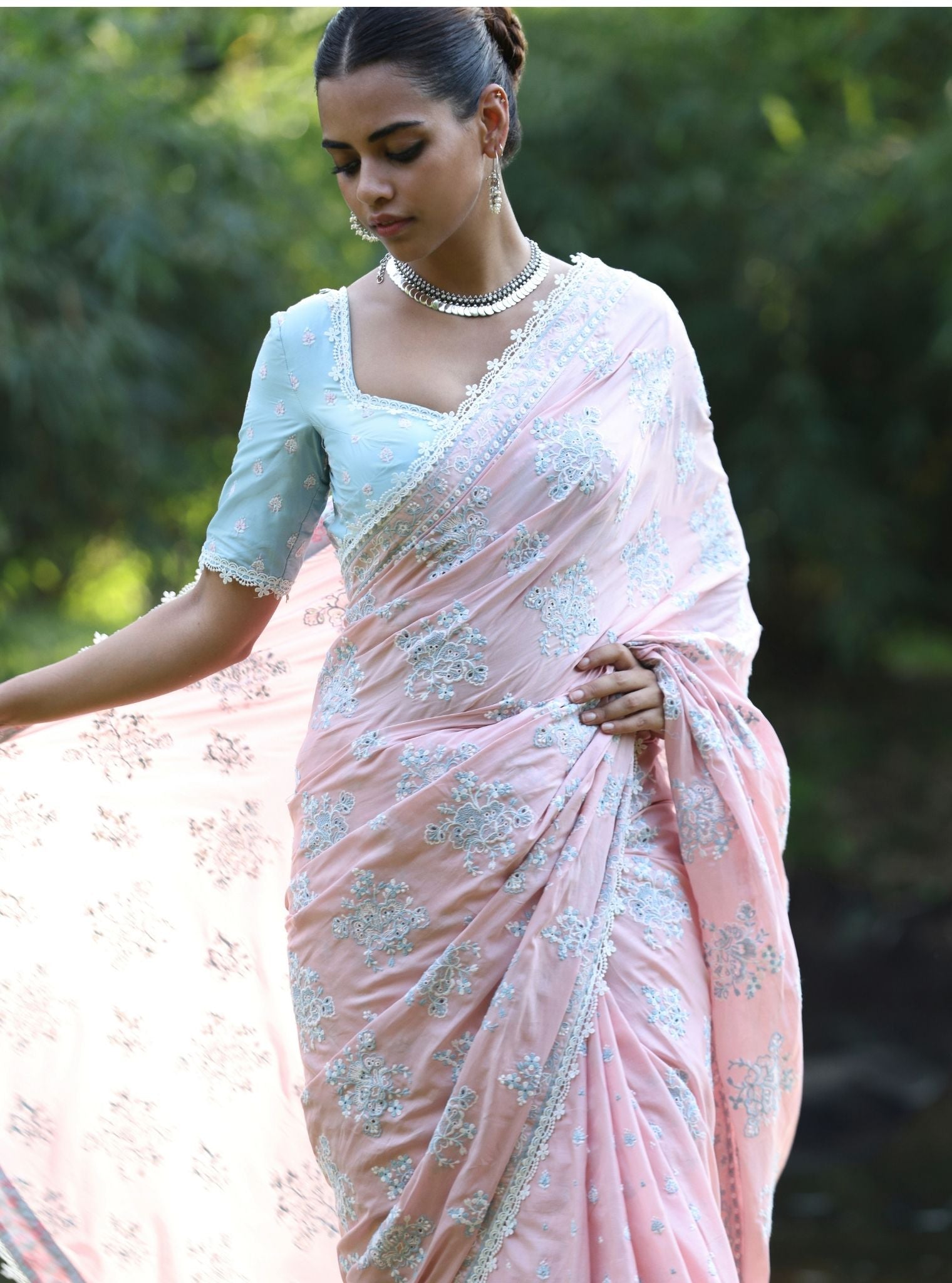 Mulmul Cotton Yara Pink Saree