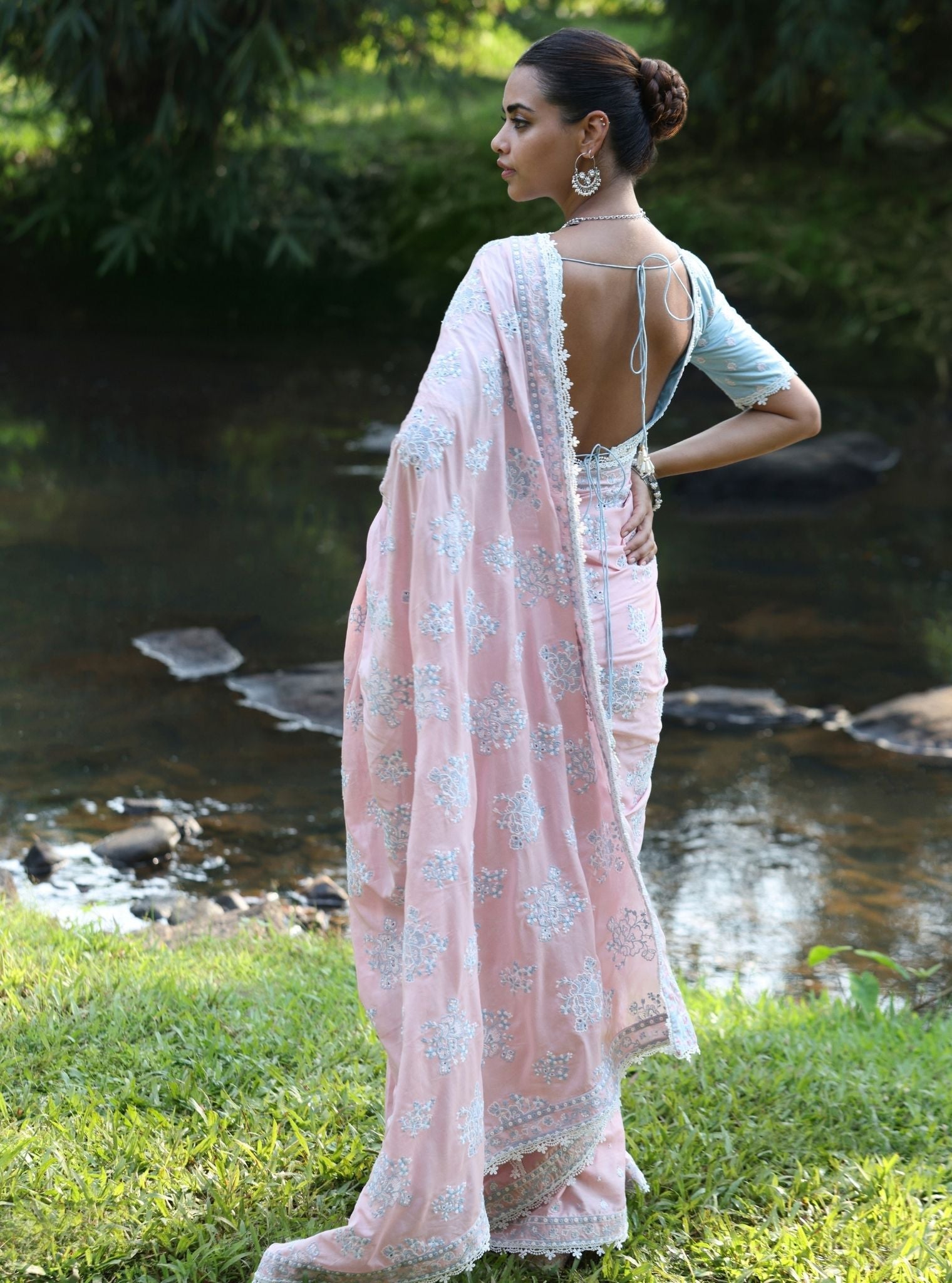 Mulmul Cotton Yara Pink Saree