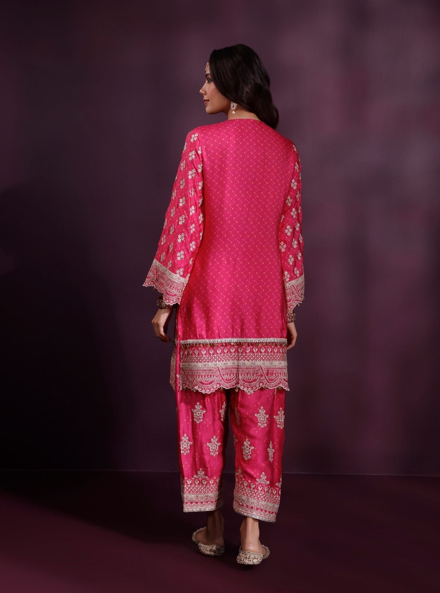 Elira Cupro Satin Fuschia Kurta Set