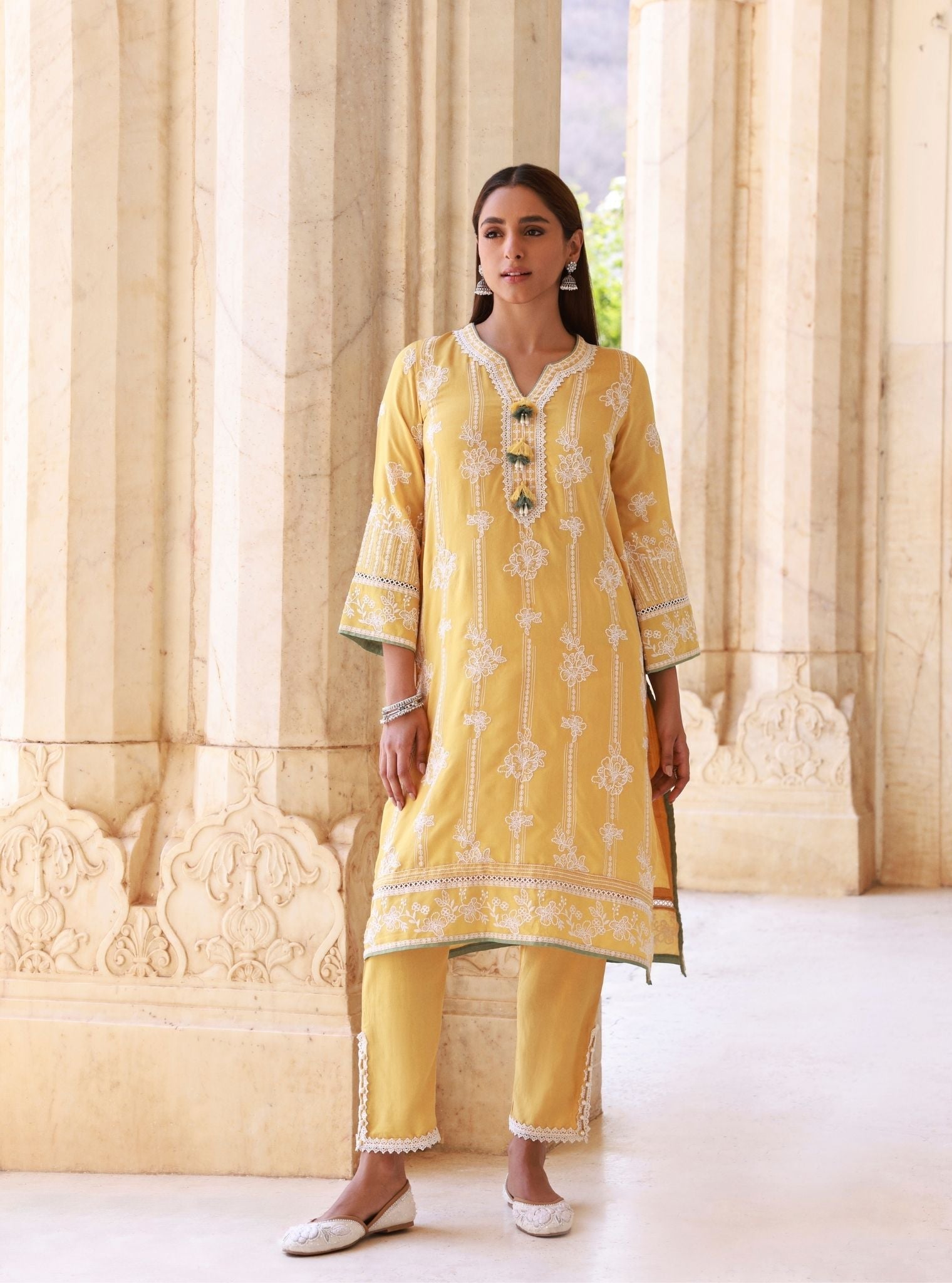 Rimeli Lawn Mustard Kurta Set