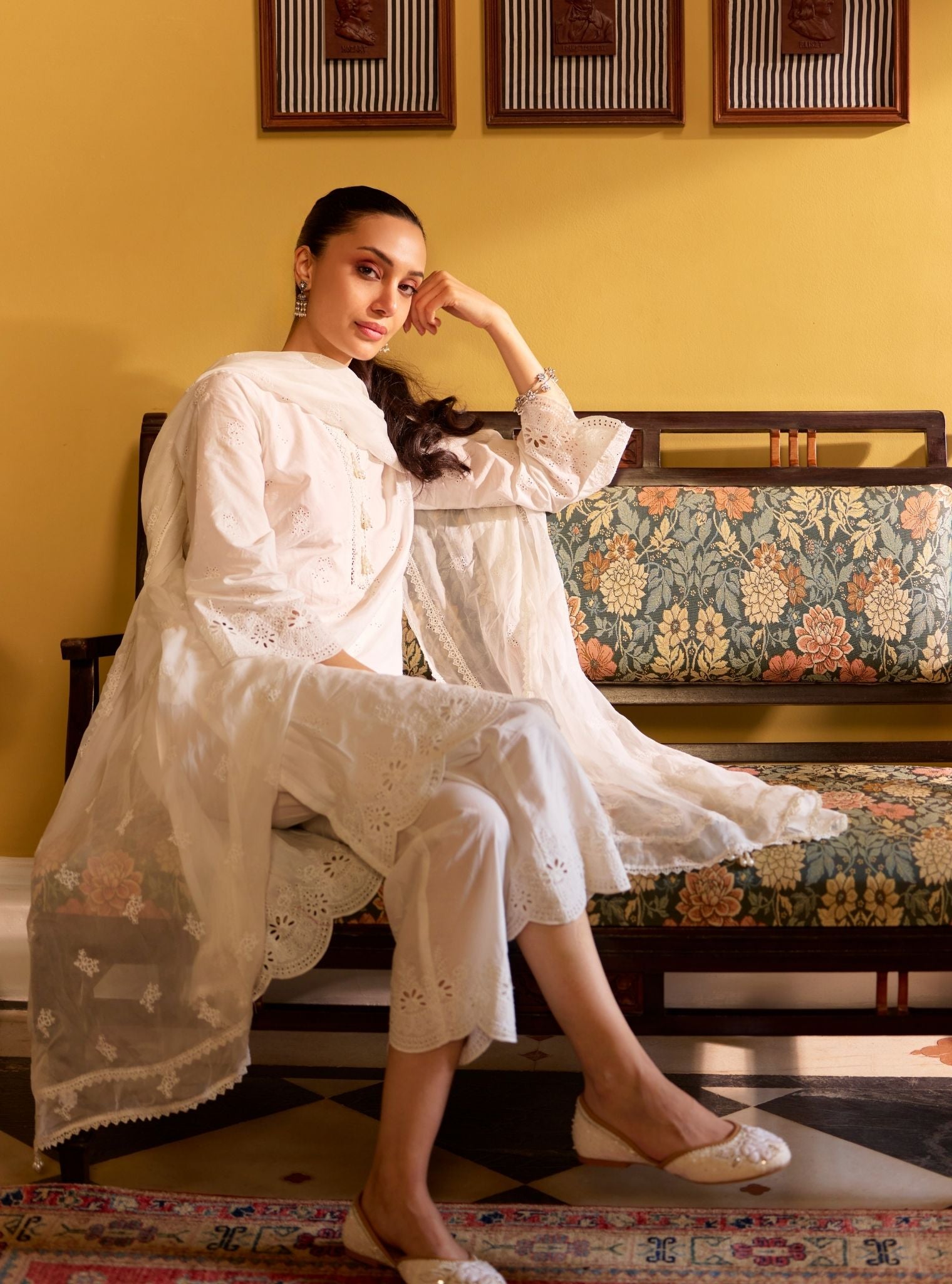 Leniya Supima Cotton White Kurta Set