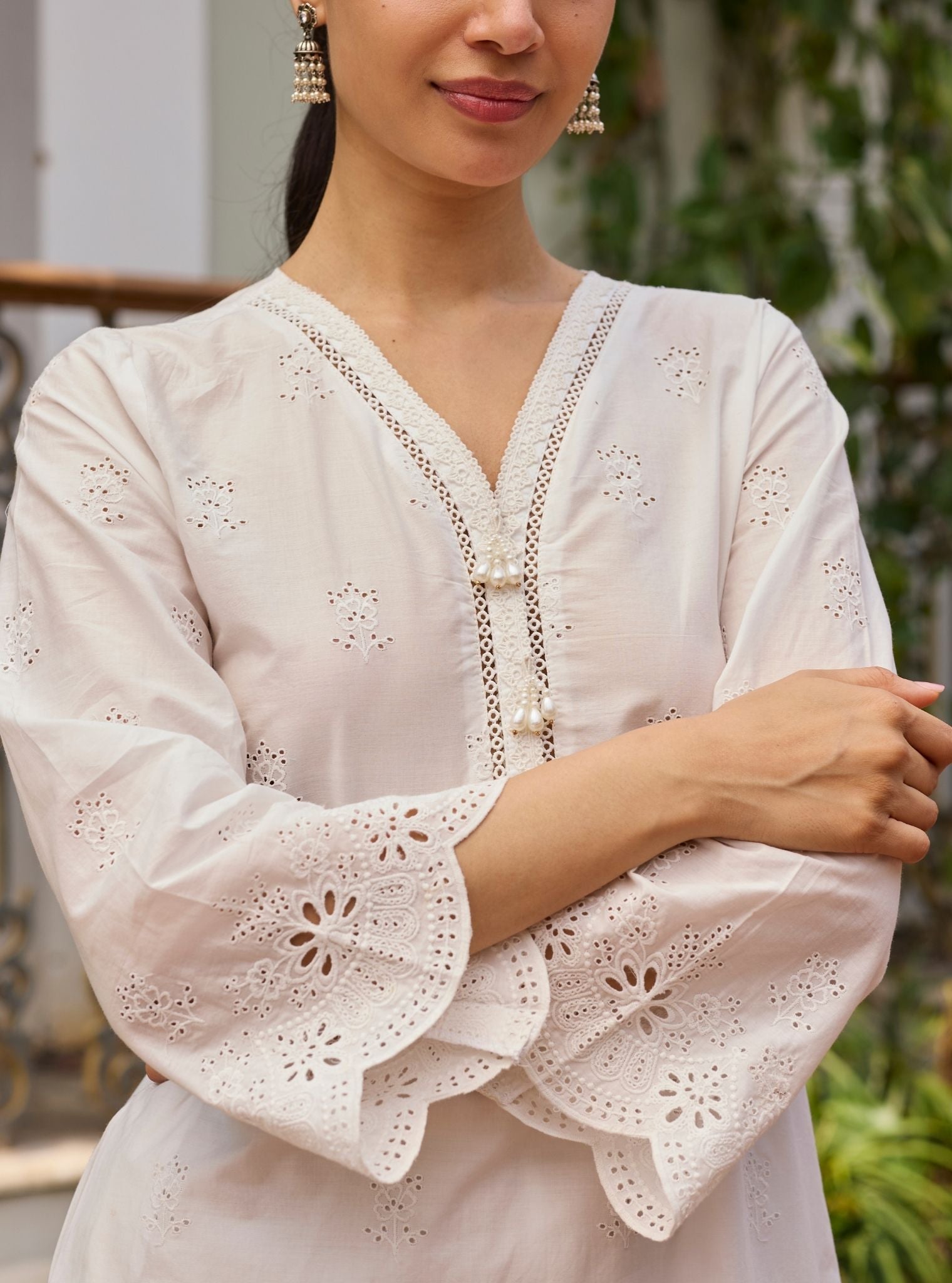 Leniya Supima Cotton White Kurta Set