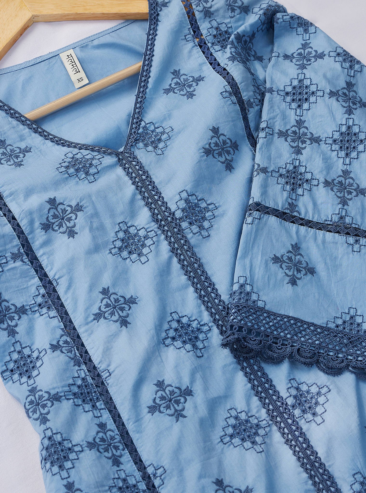 Mulmul Cotton Seher Dark Blue Kurta with Mulmul Cotton Seher Dark Blue Pant
