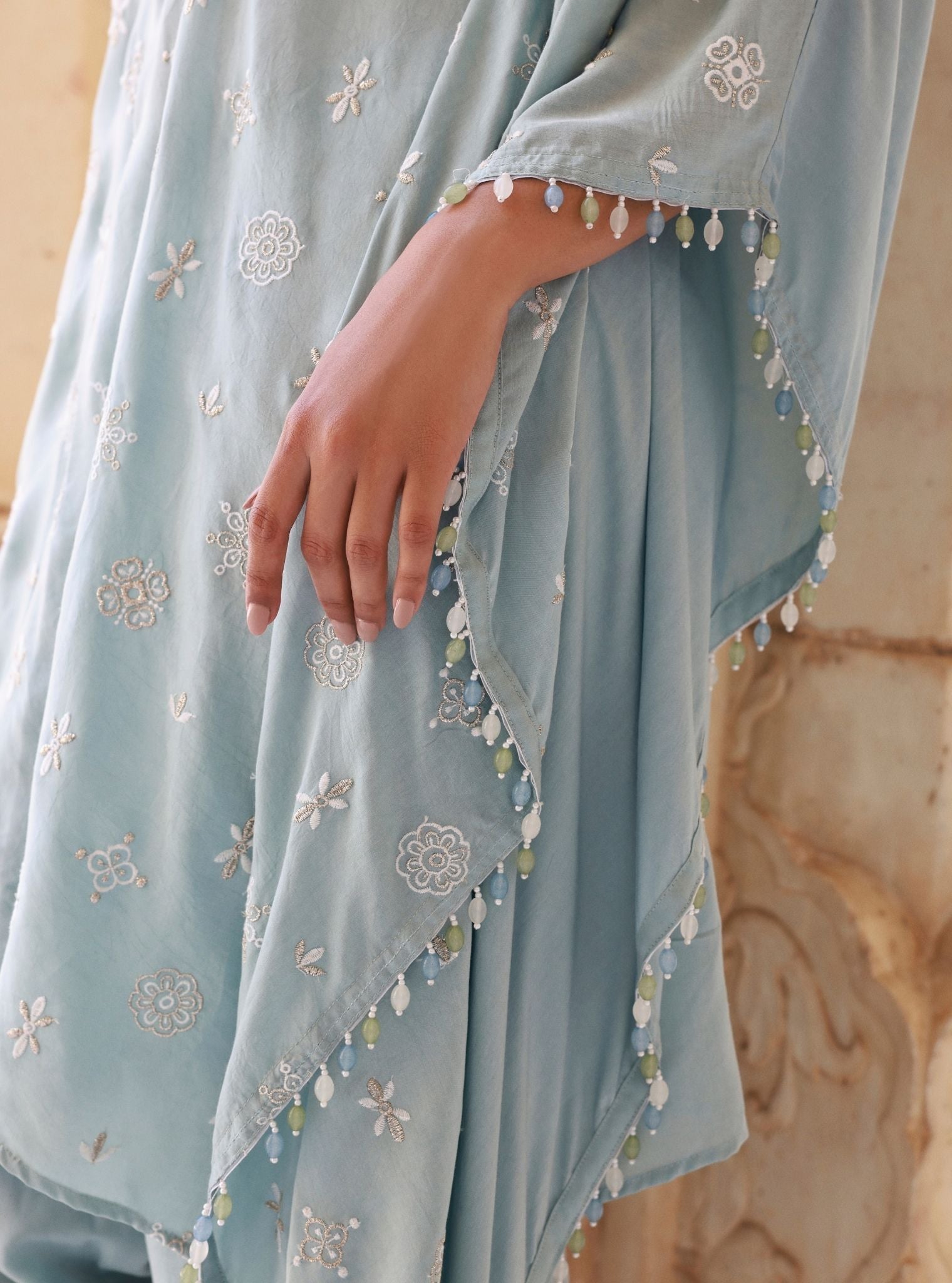 Dovira Lawn Blue Kaftan Set